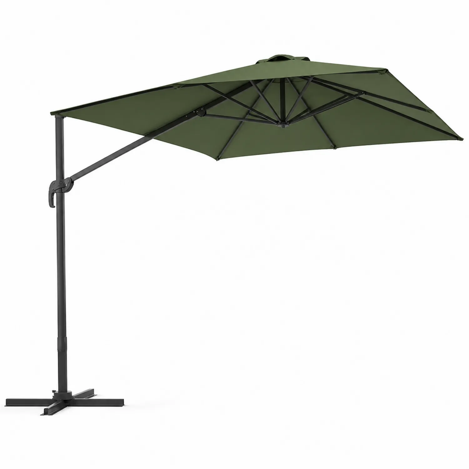 Runder Sonnenschirm 3m Grün Polyester Stahl