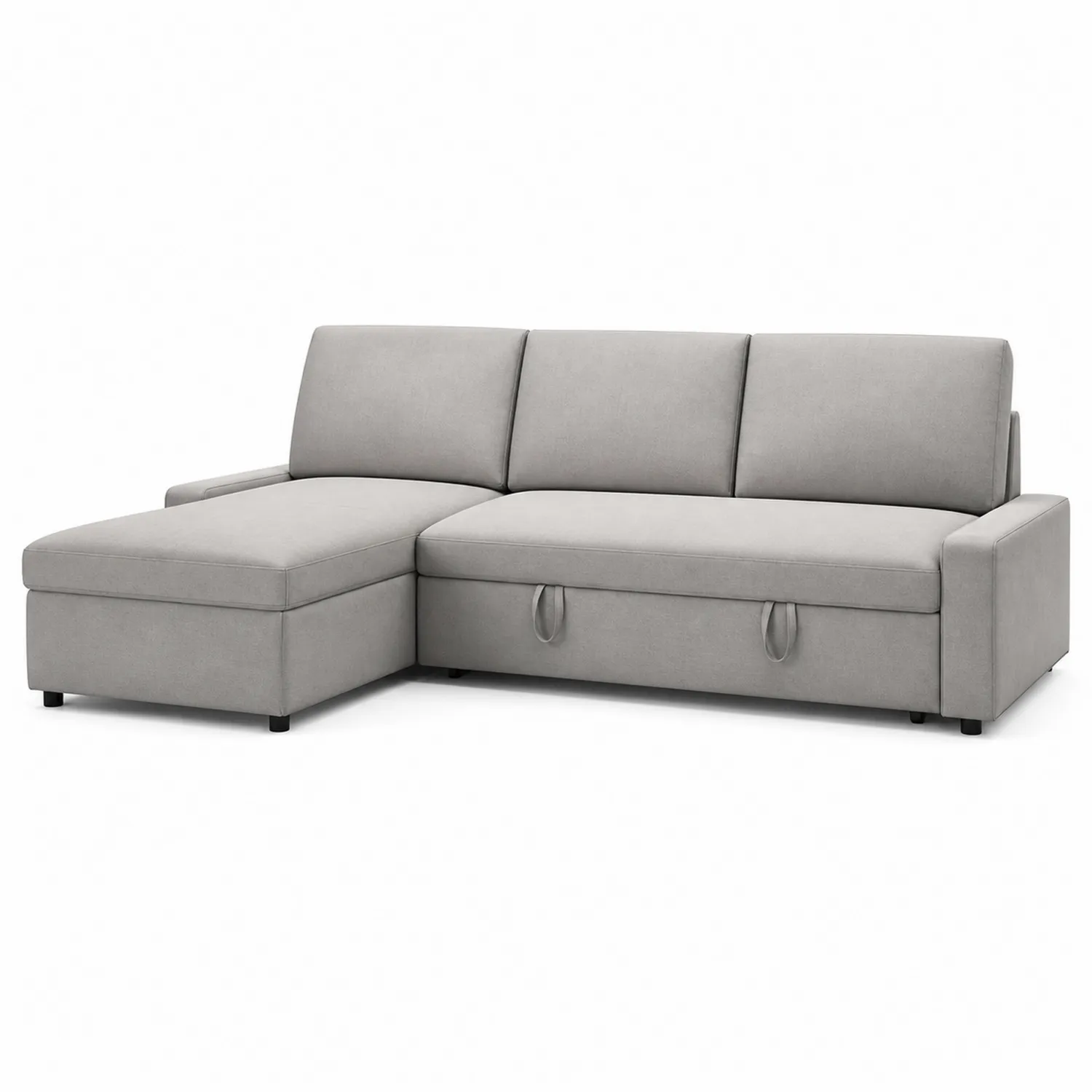 Ecksofa mit Schlaffunktion und Stauraum 210 x 140 x 85 cm Hellgrau