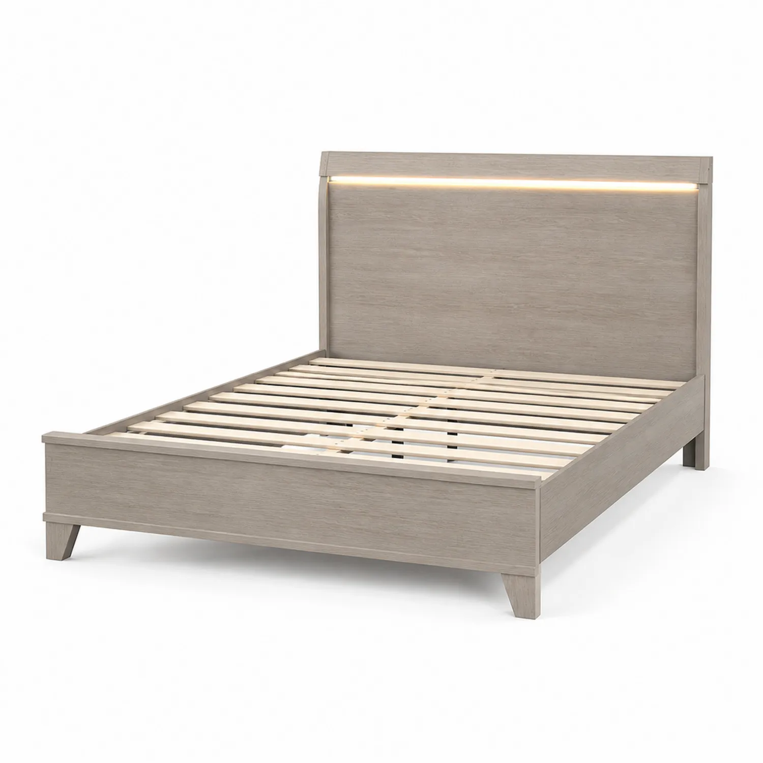 Holzbett mit LED-Beleuchtung 200x140 cm Eiche