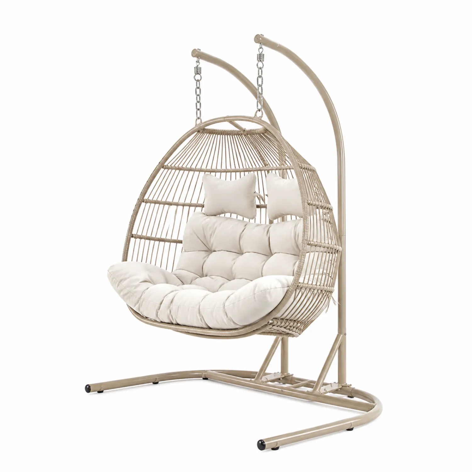 Hängesessel Doppelsitzer Rattan Stahl Beige