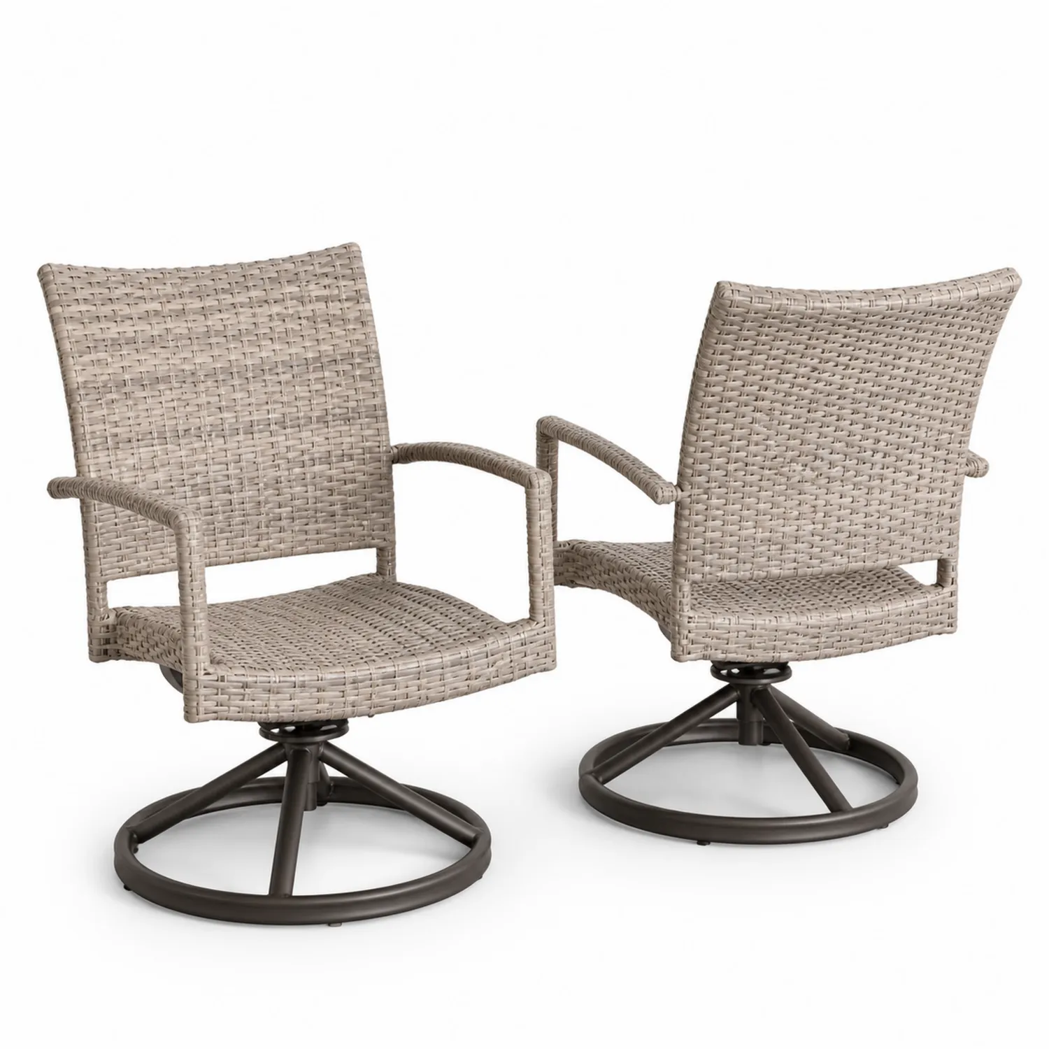 Polyrattan Drehstuhl Set Beige