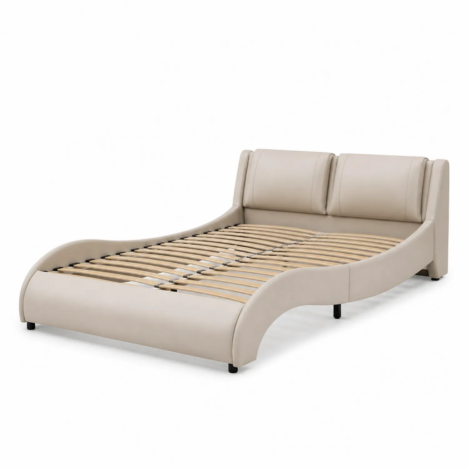 Bett 180x200 cm Beige Lederimitat