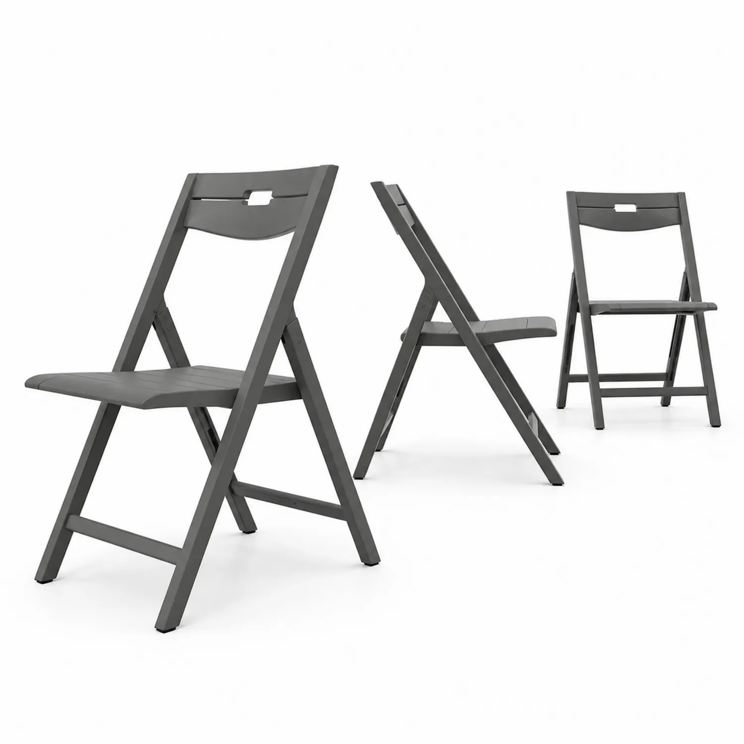 Kunststoff Klappstühle Set, Grau, 3er-Set