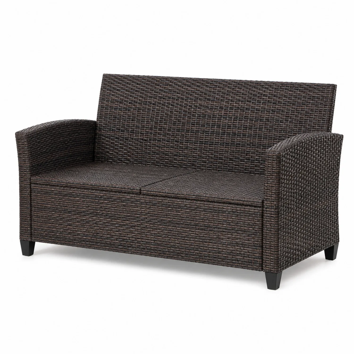 2-Sitzer Sofa aus Polyrattan mit Armlehnen Dunkelbraun 120cm