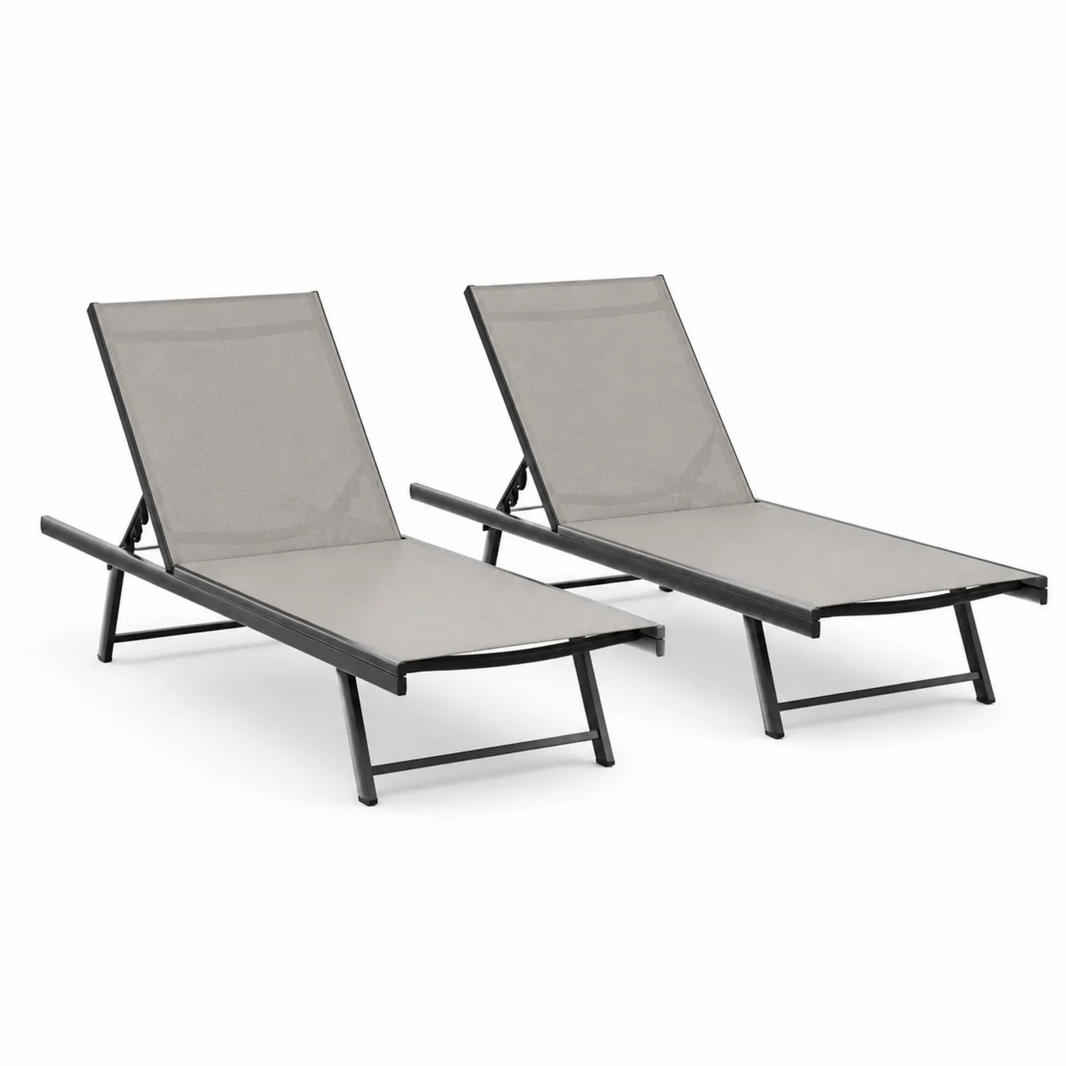Set von 2 Gartenliegen Aluminium Textilene Grau