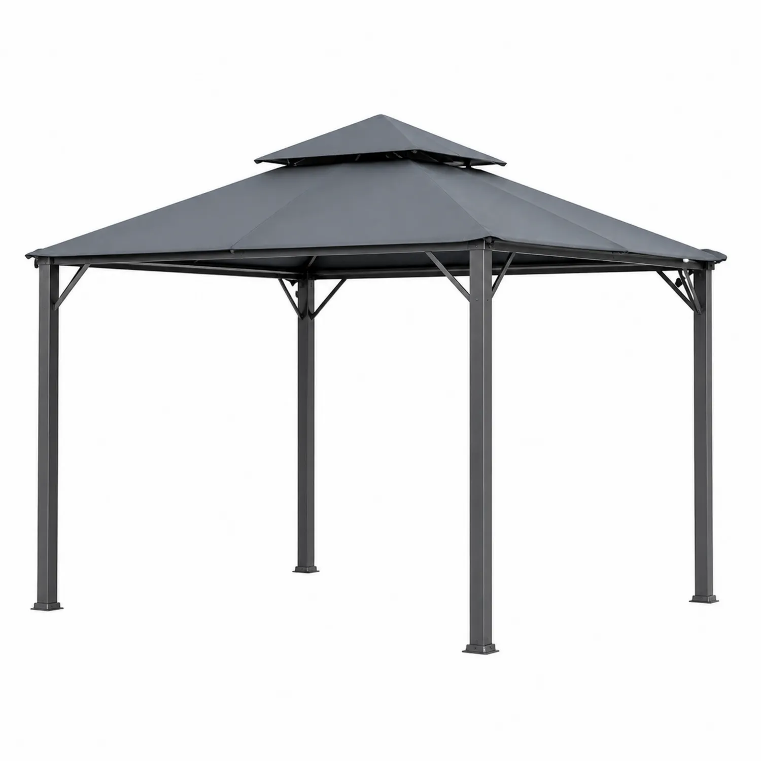 Pavillon 3x3m Aluminium- und Stahlrahmen mit grauem Polyesterdach