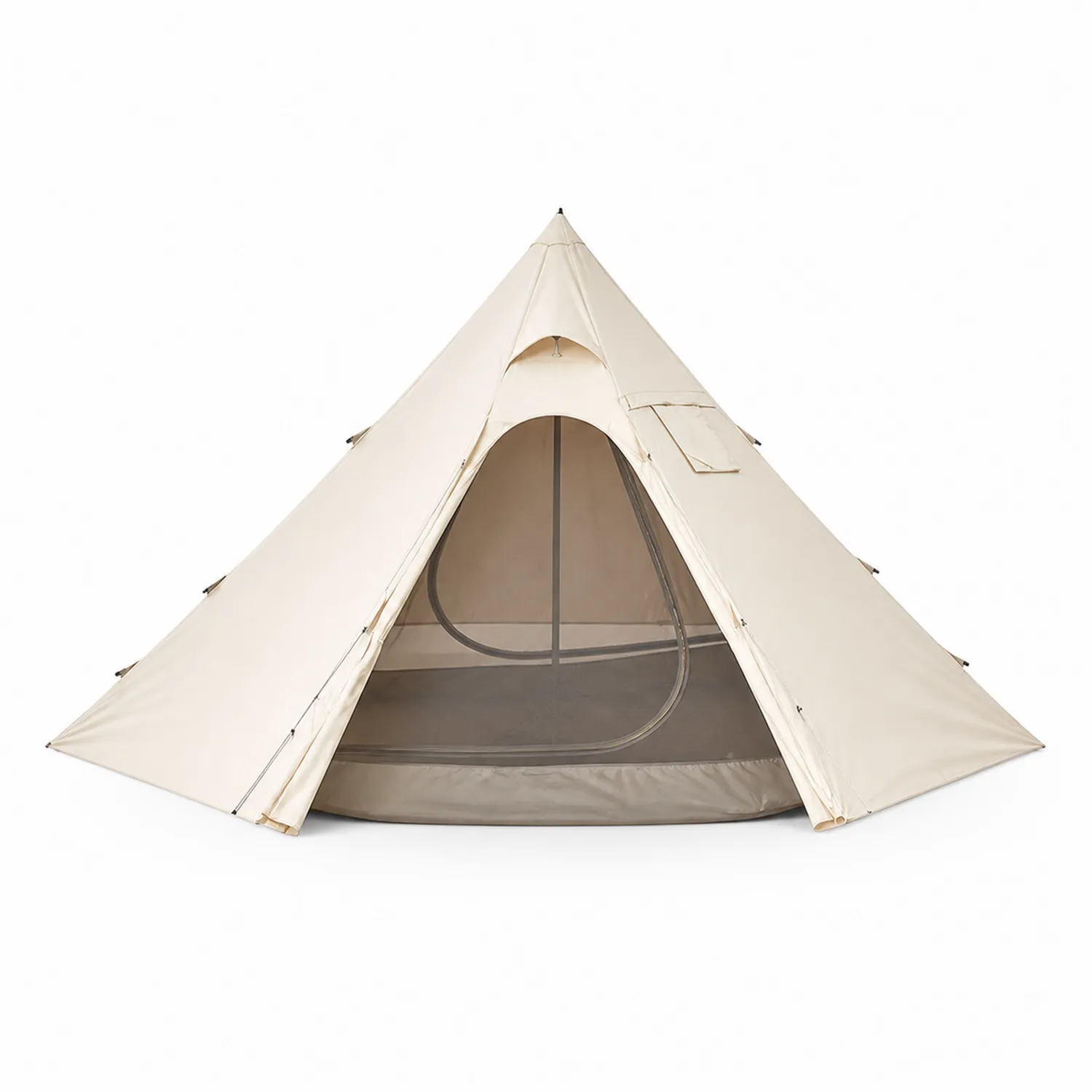 Glamping Zelt Baumwollstoff Pyramidenform 500 cm Beige