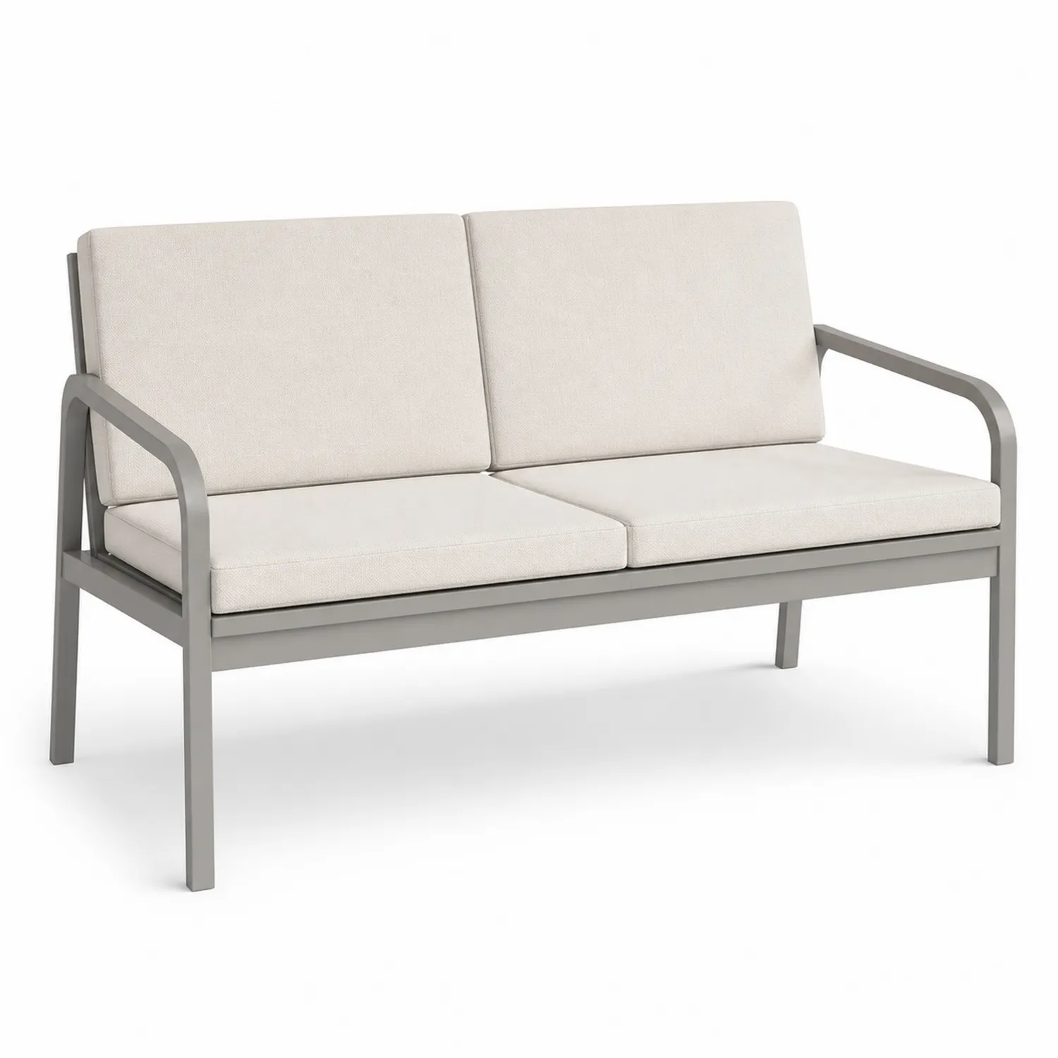 Aluminium Gartenbank mit Polyesterkissen Beige