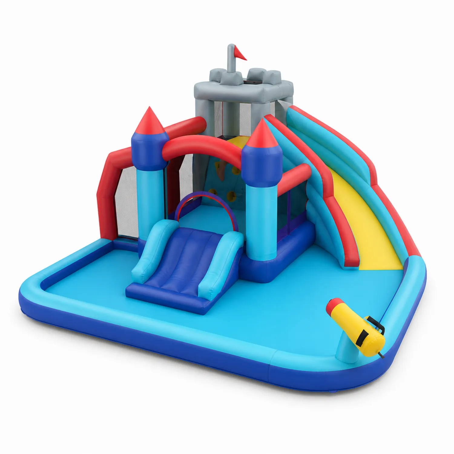 Castello Gonfiabile Multicolore in PVC con Scivolo e Piscina