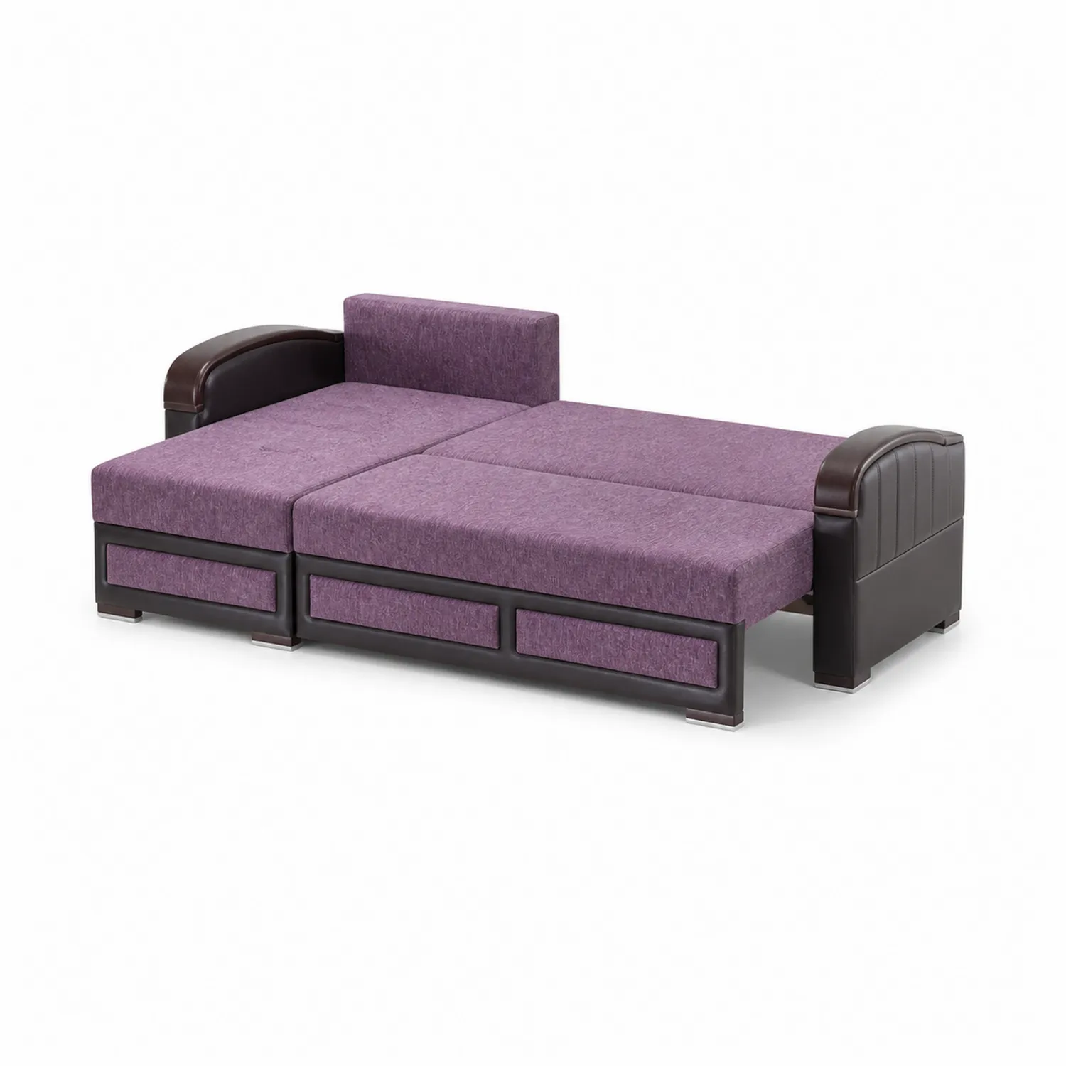 Divano Letto Pieghevole in Legno e Tessuto Vellutato Viola