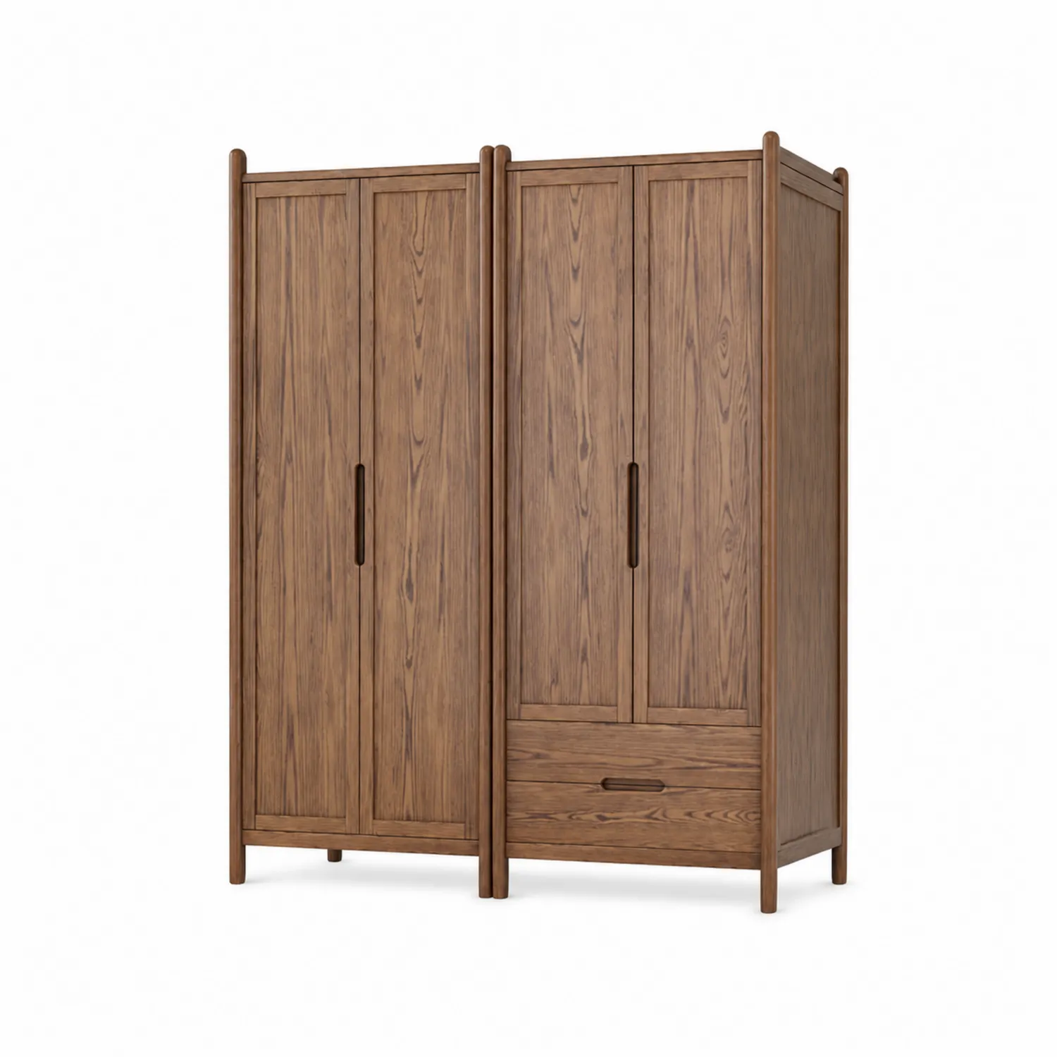 Armadio in Legno Massello di Quercia con 4 Ante e 1 Cassetto