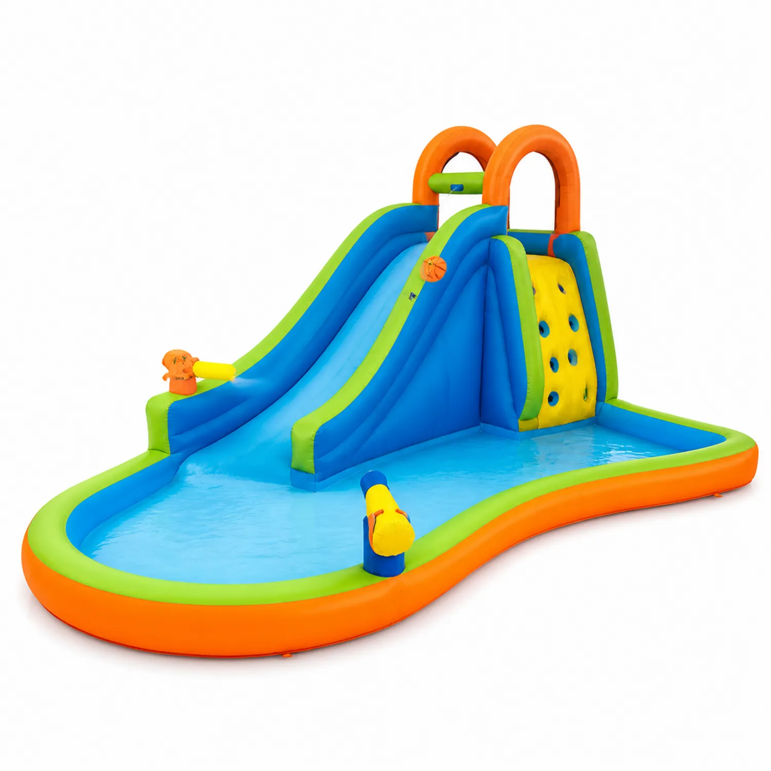 Scivolo Gonfiabile per Bambini in PVC Multicolore con Piscina e Arrampicata