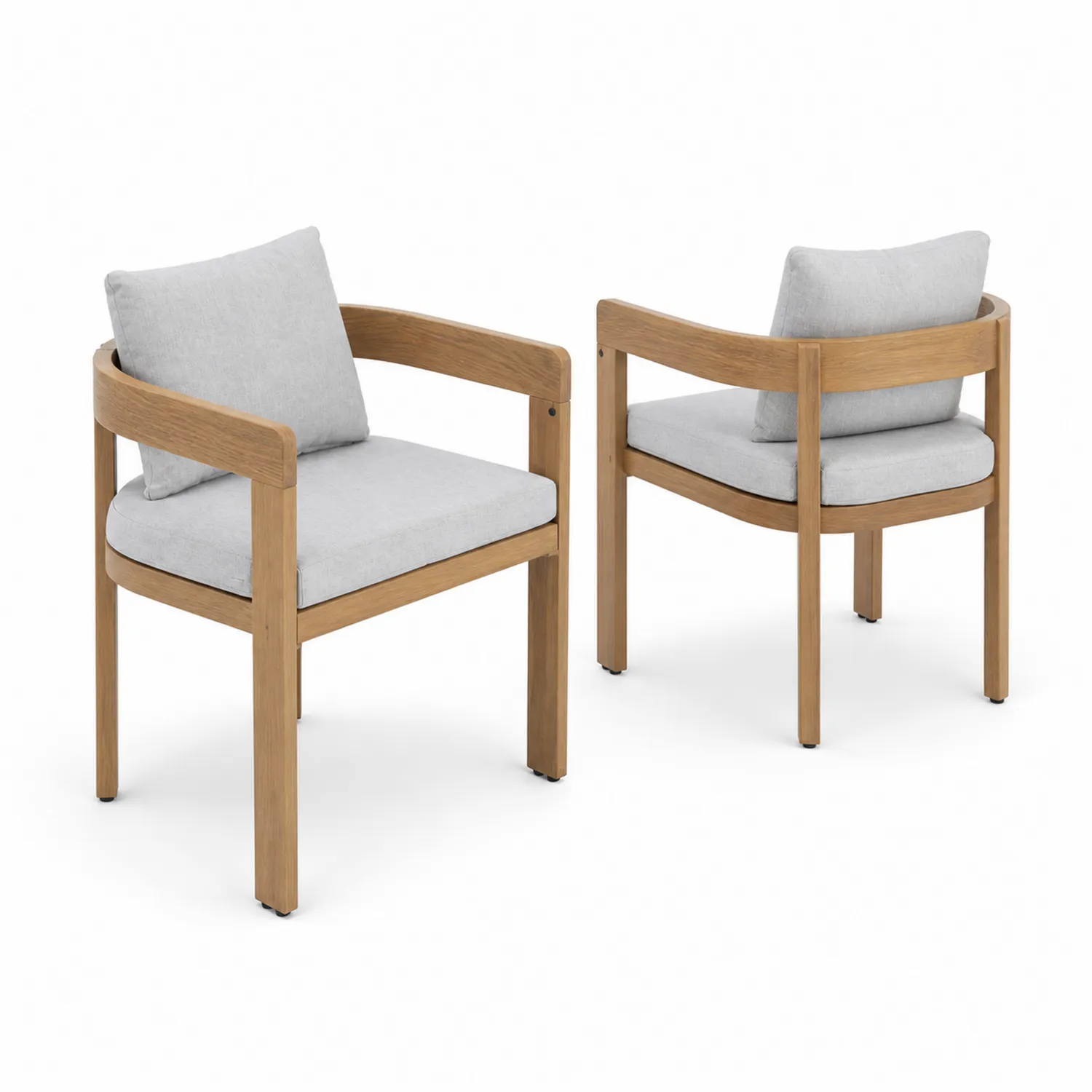 Set di 2 sedie in legno con cuscini in poliestere grigi