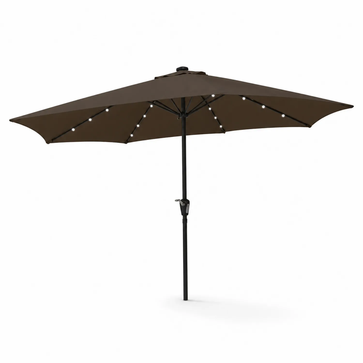 Ombrellone da Giardino in Alluminio con LED Marrone