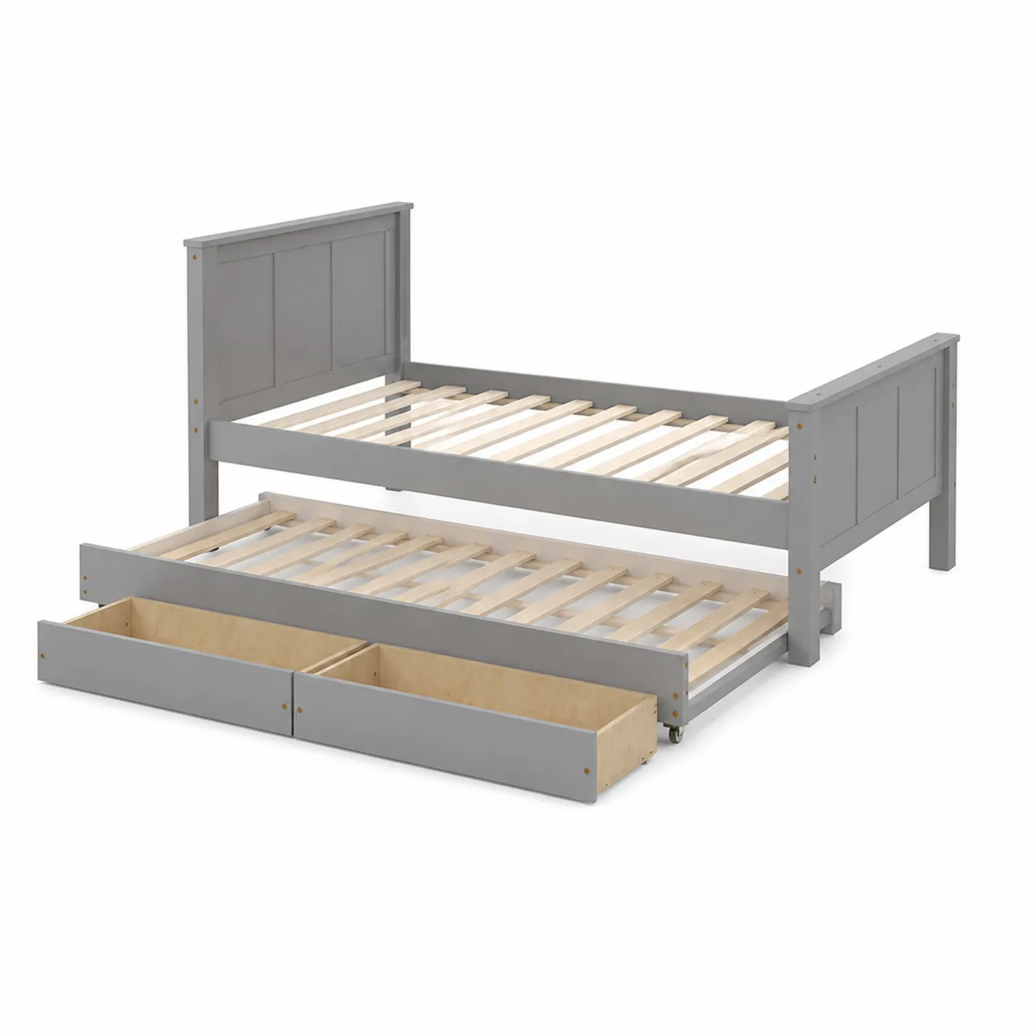 Letto in Legno con Letto Estraibile Grigio