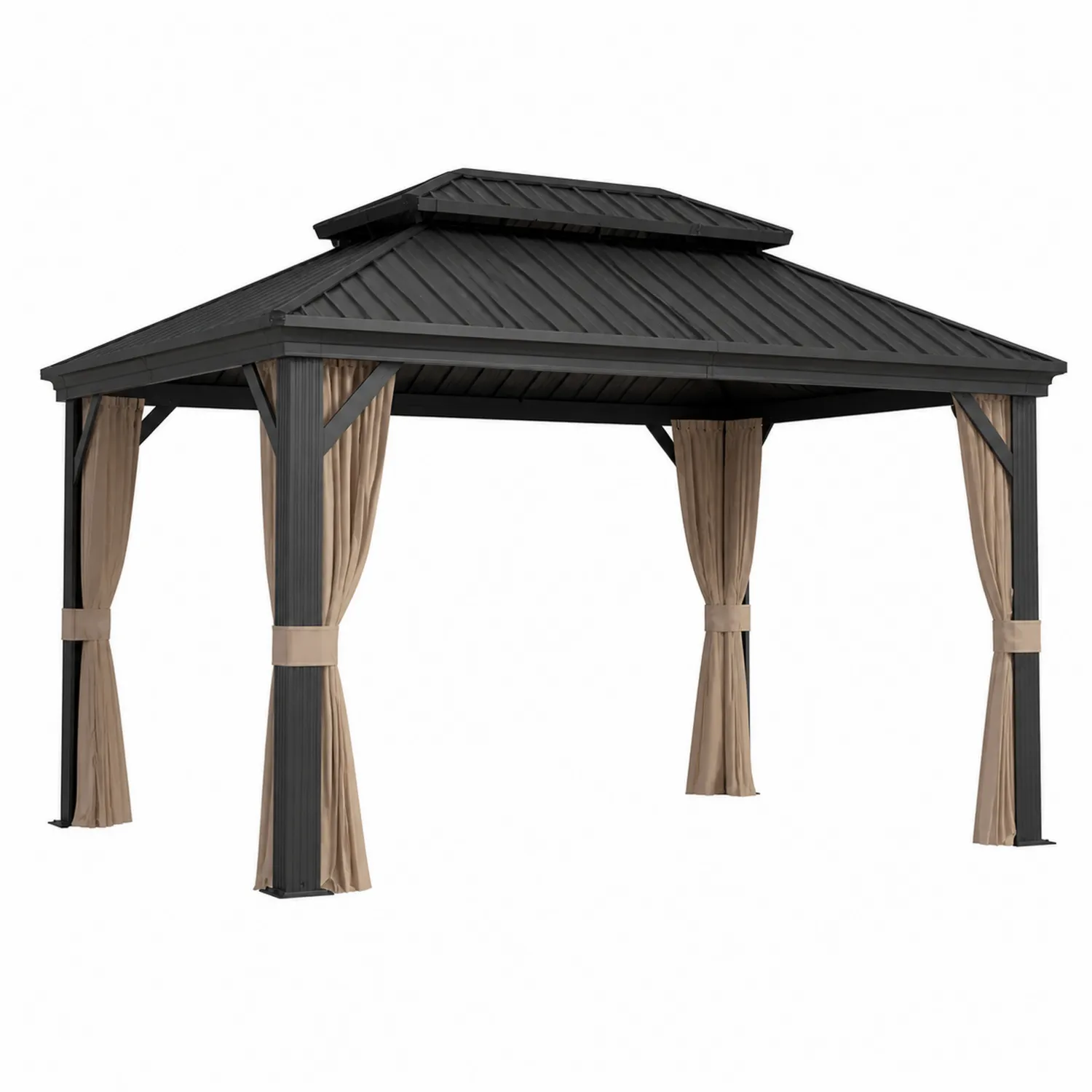 Gazebo da Giardino in Alluminio con Tetto in Acciaio