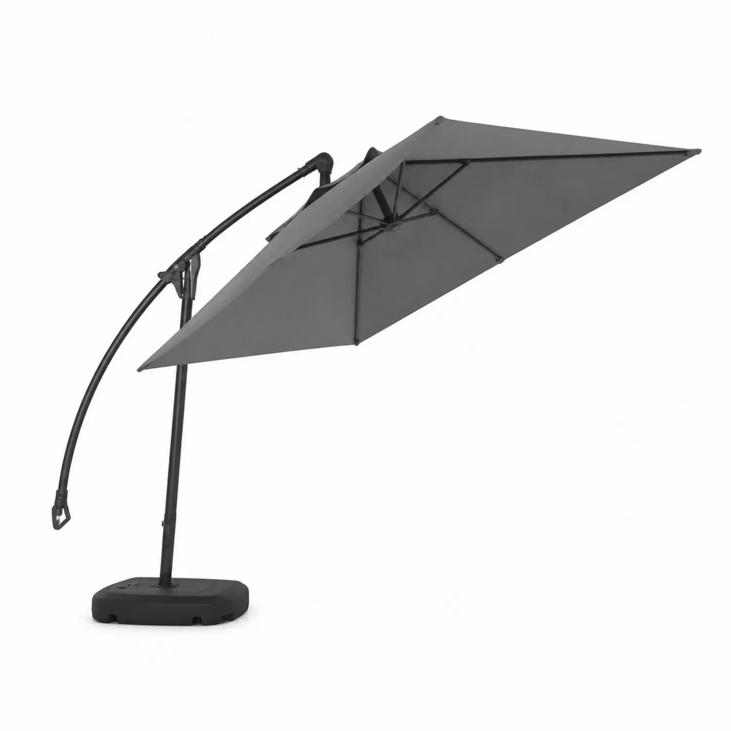 Ombrellone da Giardino a Braccio in Poliestere e Metallo Grigio 300cm