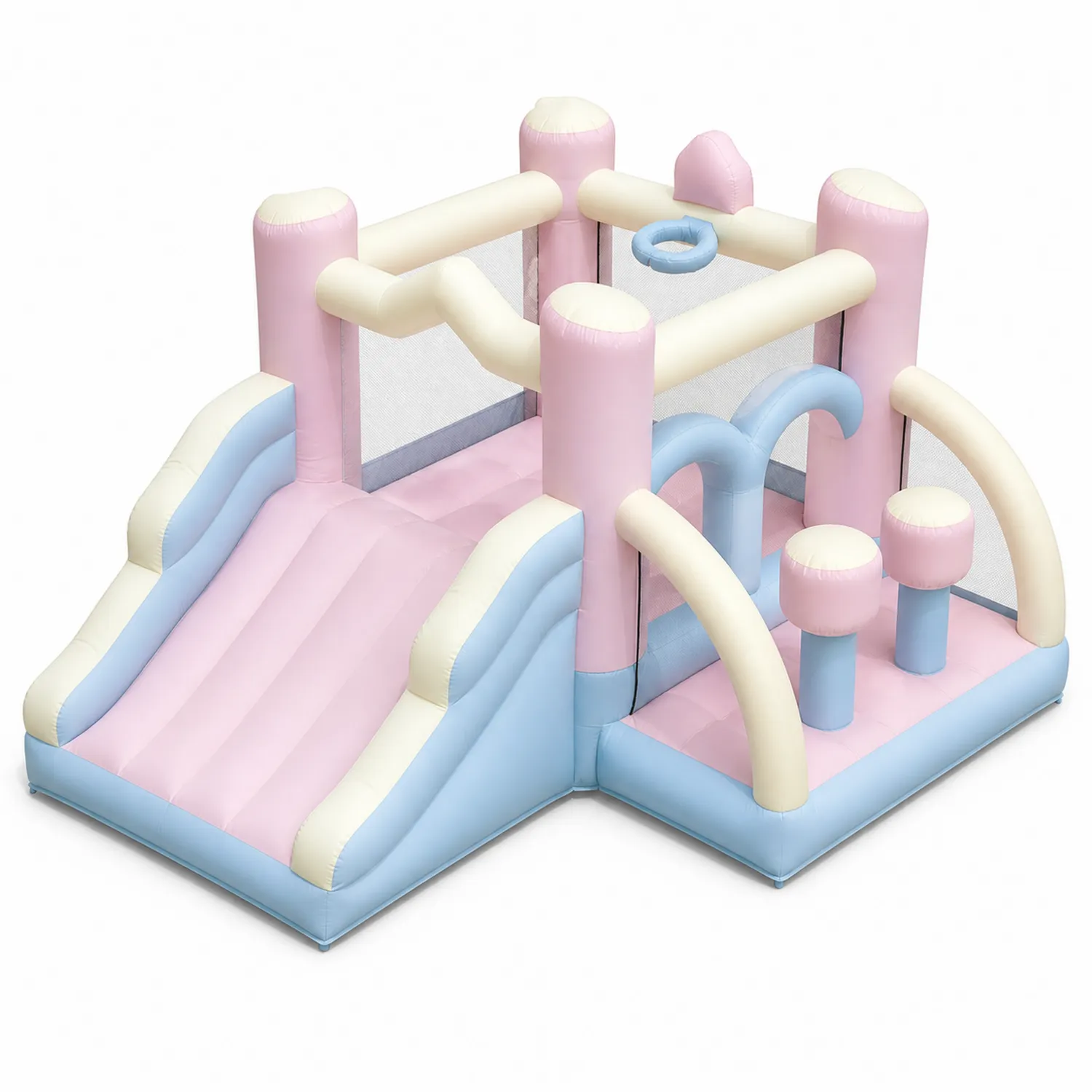 Castello Gonfiabile per Bambini in PVC Rosa e Azzurro