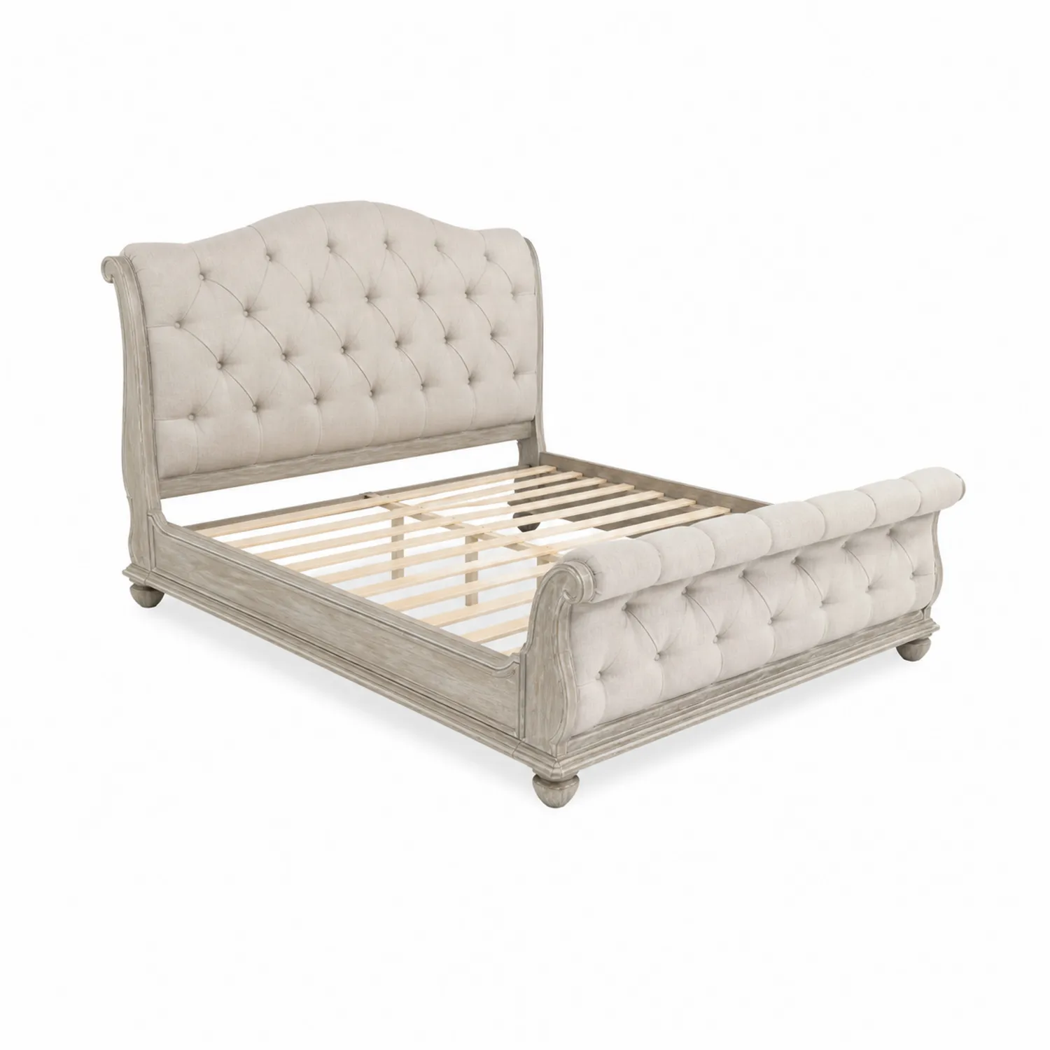 Letto Imbottito in Legno 160x200 cm Beige