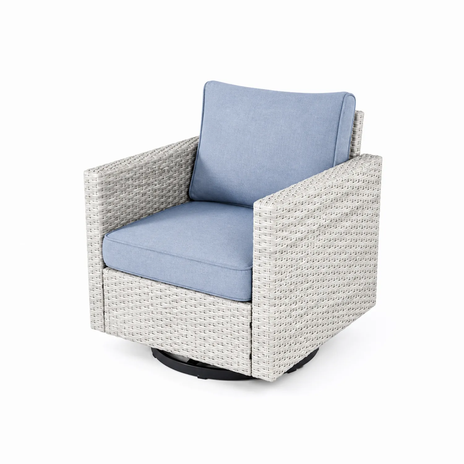 Sedia da Giardino in Rattan con Cuscini Blu