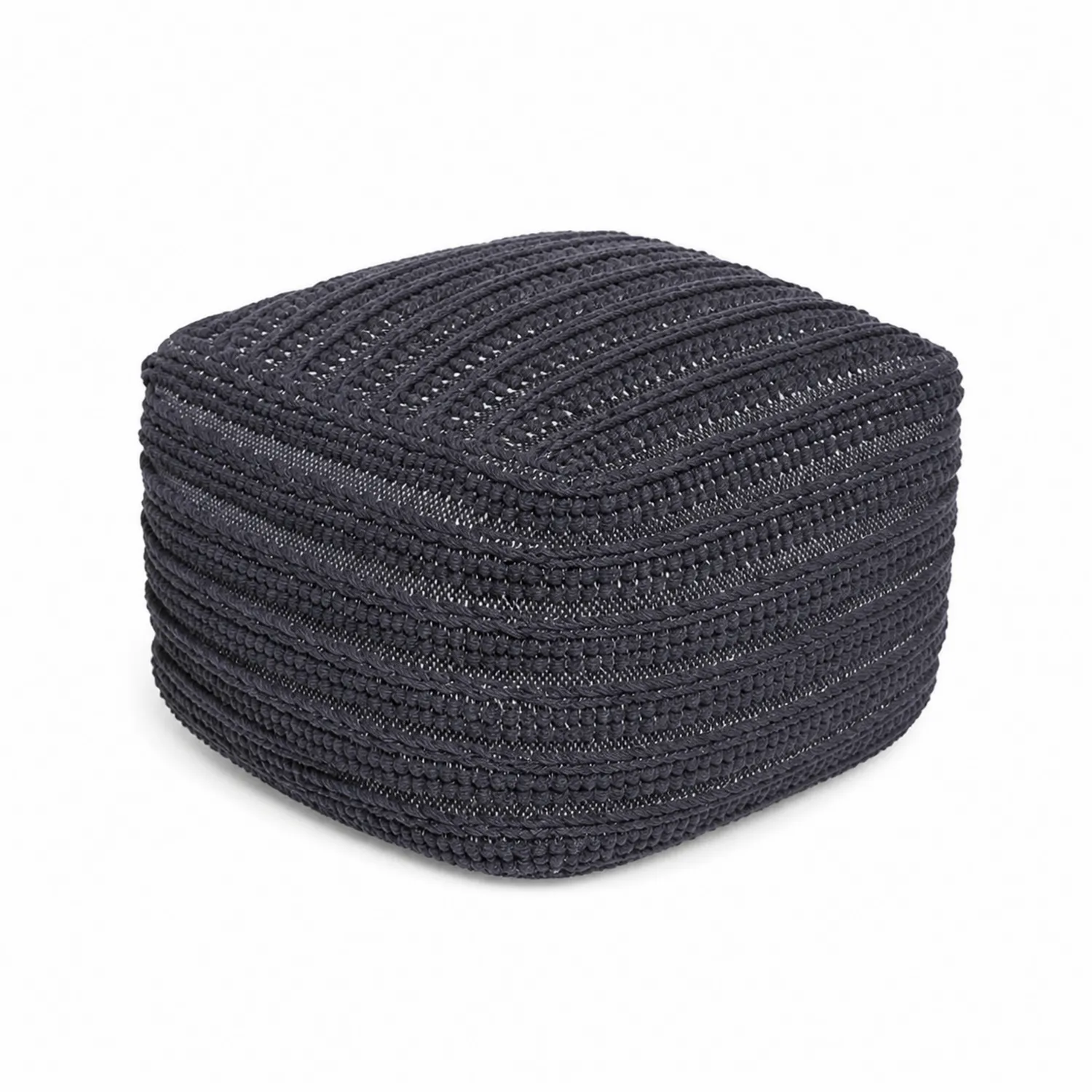 Pouf quadrato in maglia acrilica 40x40x40 cm Grigio