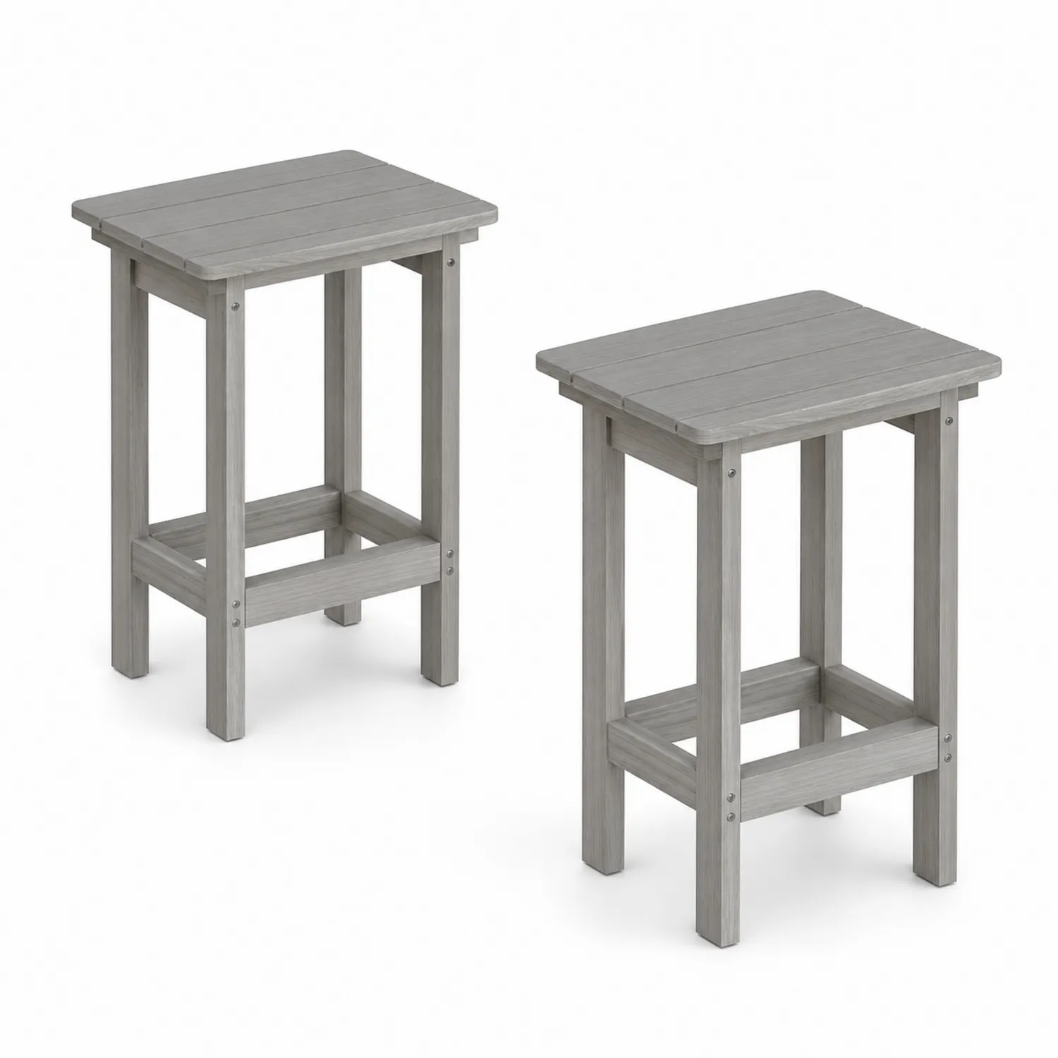 Set di 2 sgabelli da giardino in legno grigio