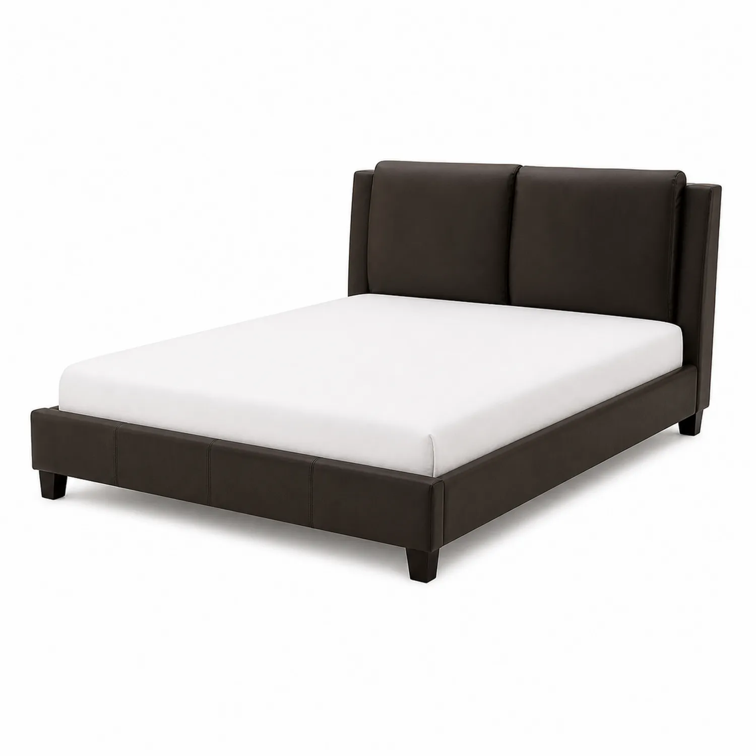 Letto matrimoniale in legno e similpelle marrone 180x200 cm