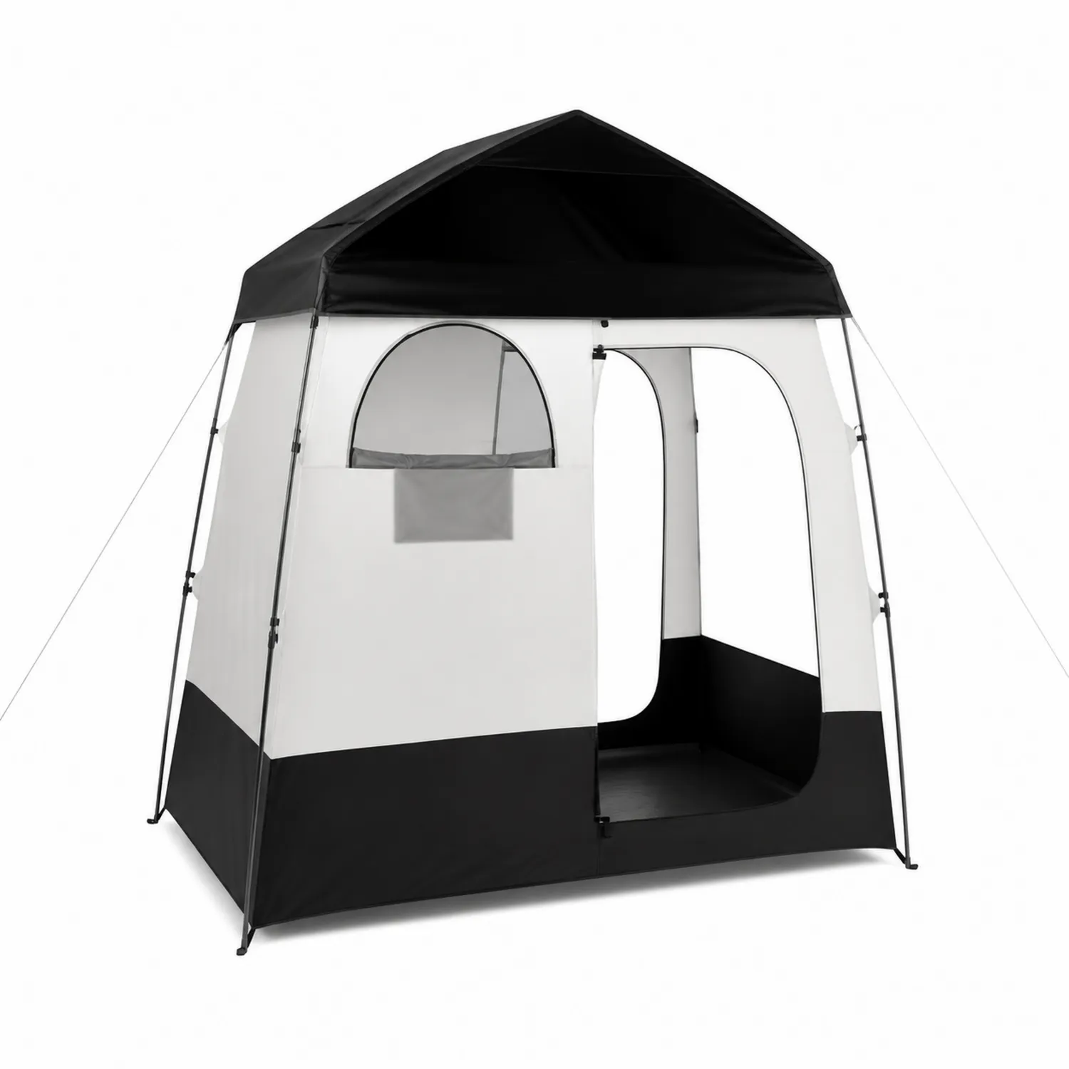 Tenda da Campeggio in Poliestere con Struttura in Acciaio Bianco e Nero