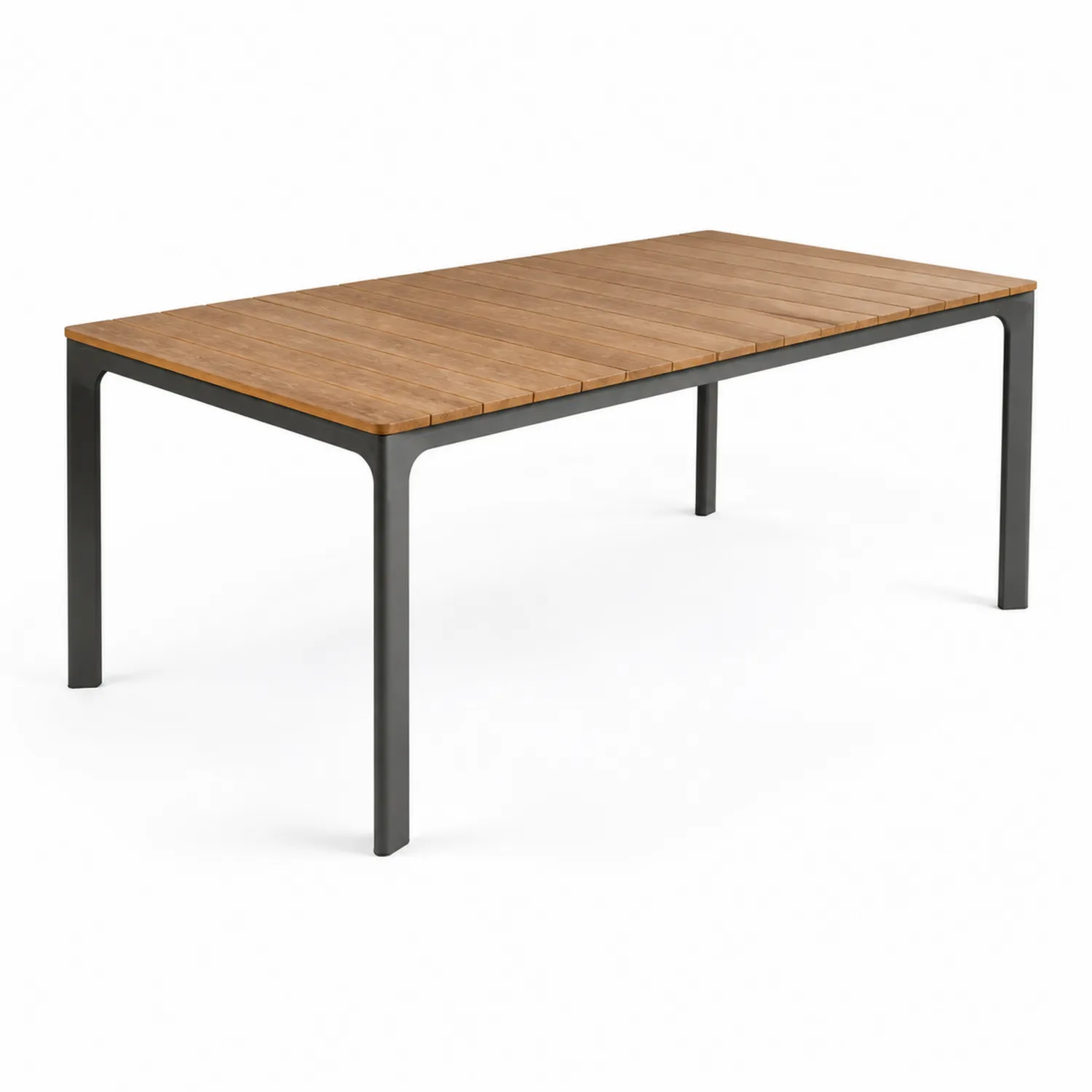 Tavolo da pranzo rettangolare in teak e metallo verniciato 200x100 cm