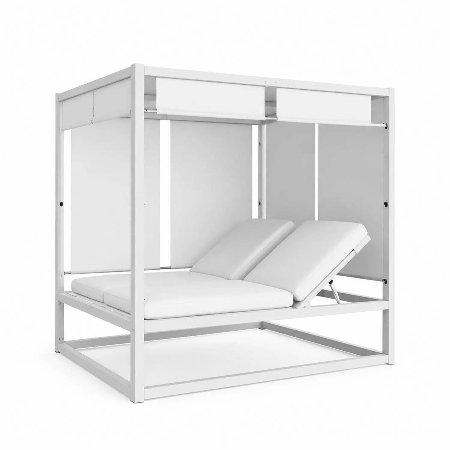 Letto da Giardino con Struttura in Alluminio e Tettoia Regolabile Bianco