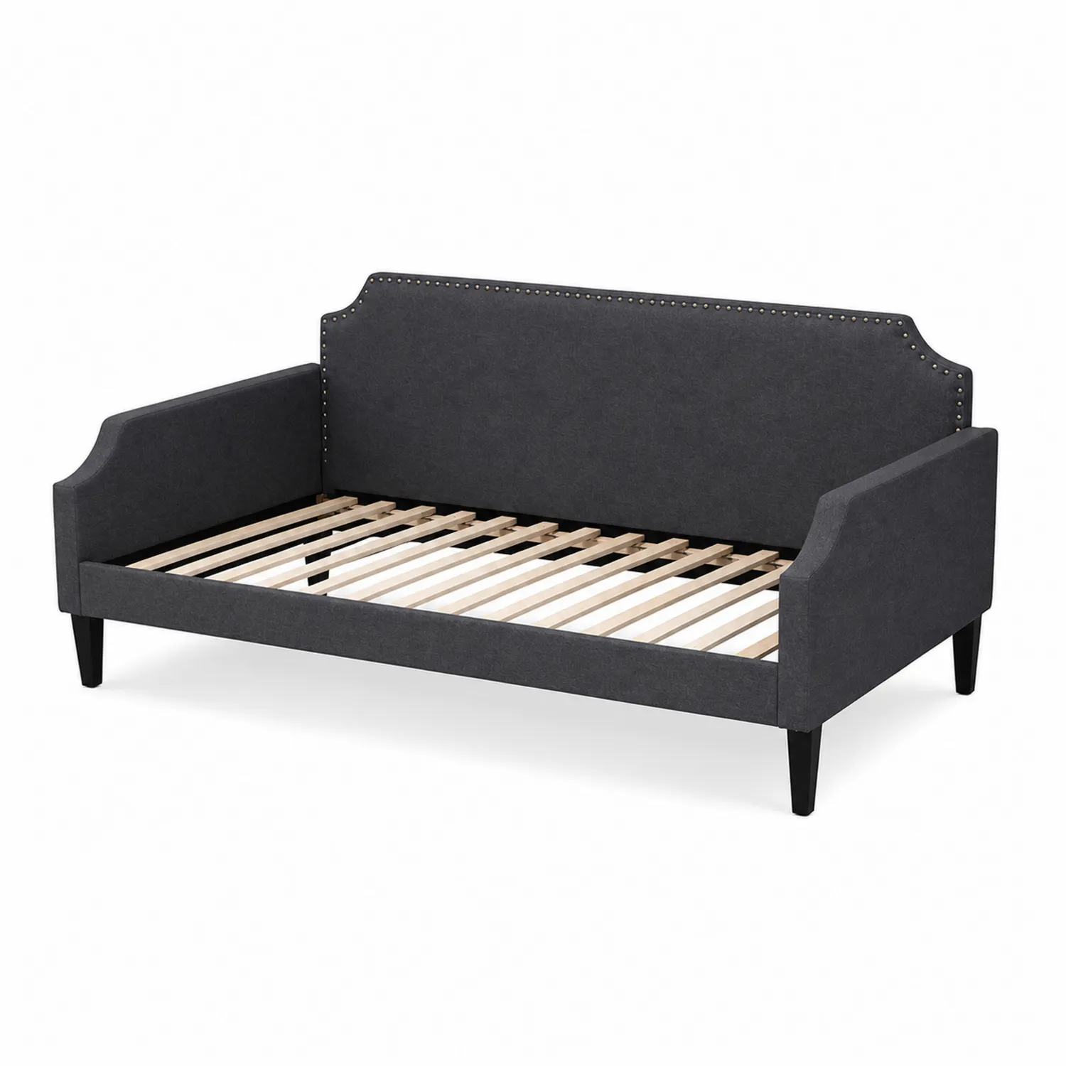 Divano Letto in Tessuto Antracite con Struttura in Legno