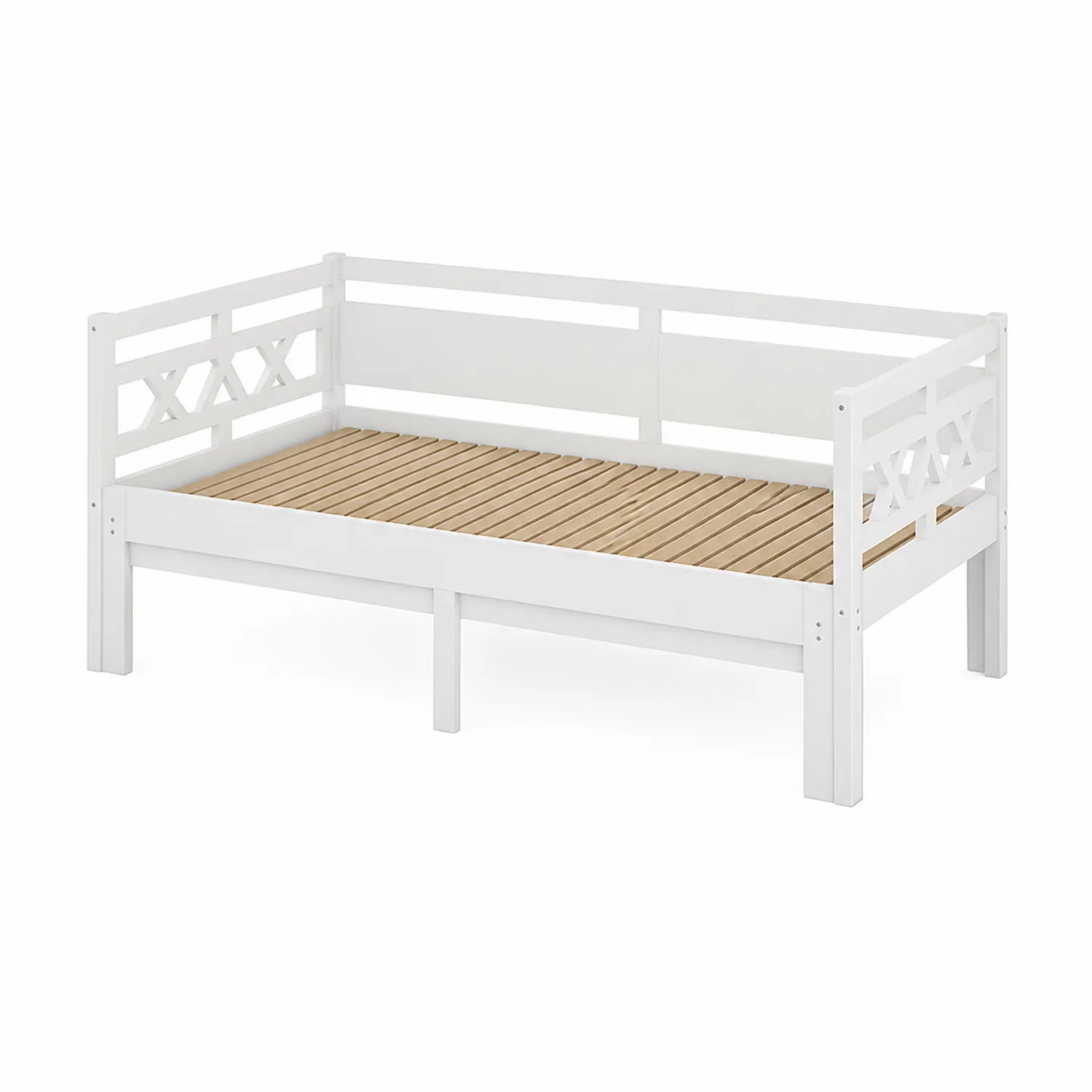 Letto da Giorno in Legno di Pino Verniciato Bianco 200x90 cm