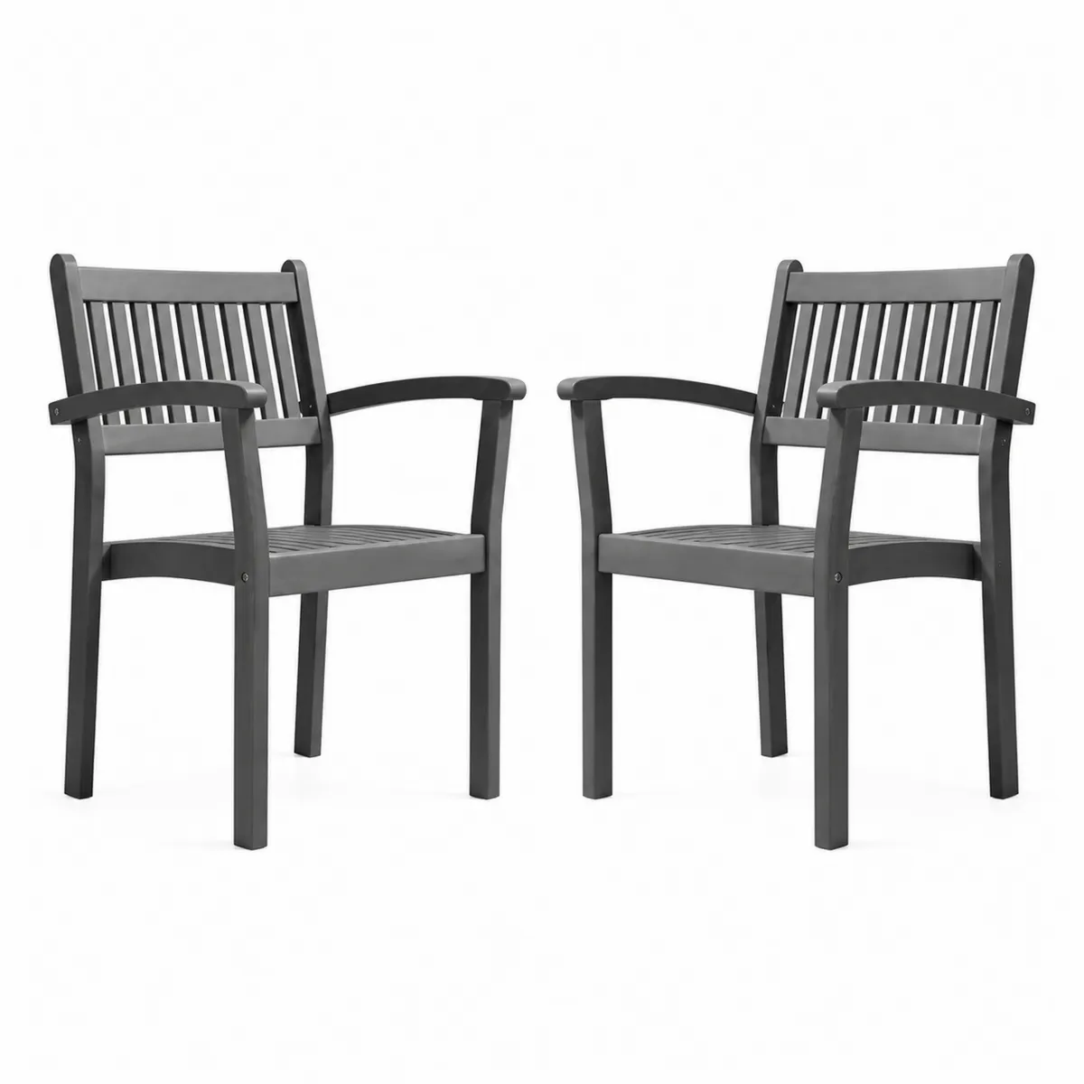 2er Set Gartenstühle aus Kunststoff Dunkelgrau-biarayneo