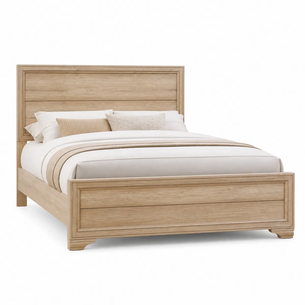Holzbett 200x180 cm Massivholz Natur-biarayneo