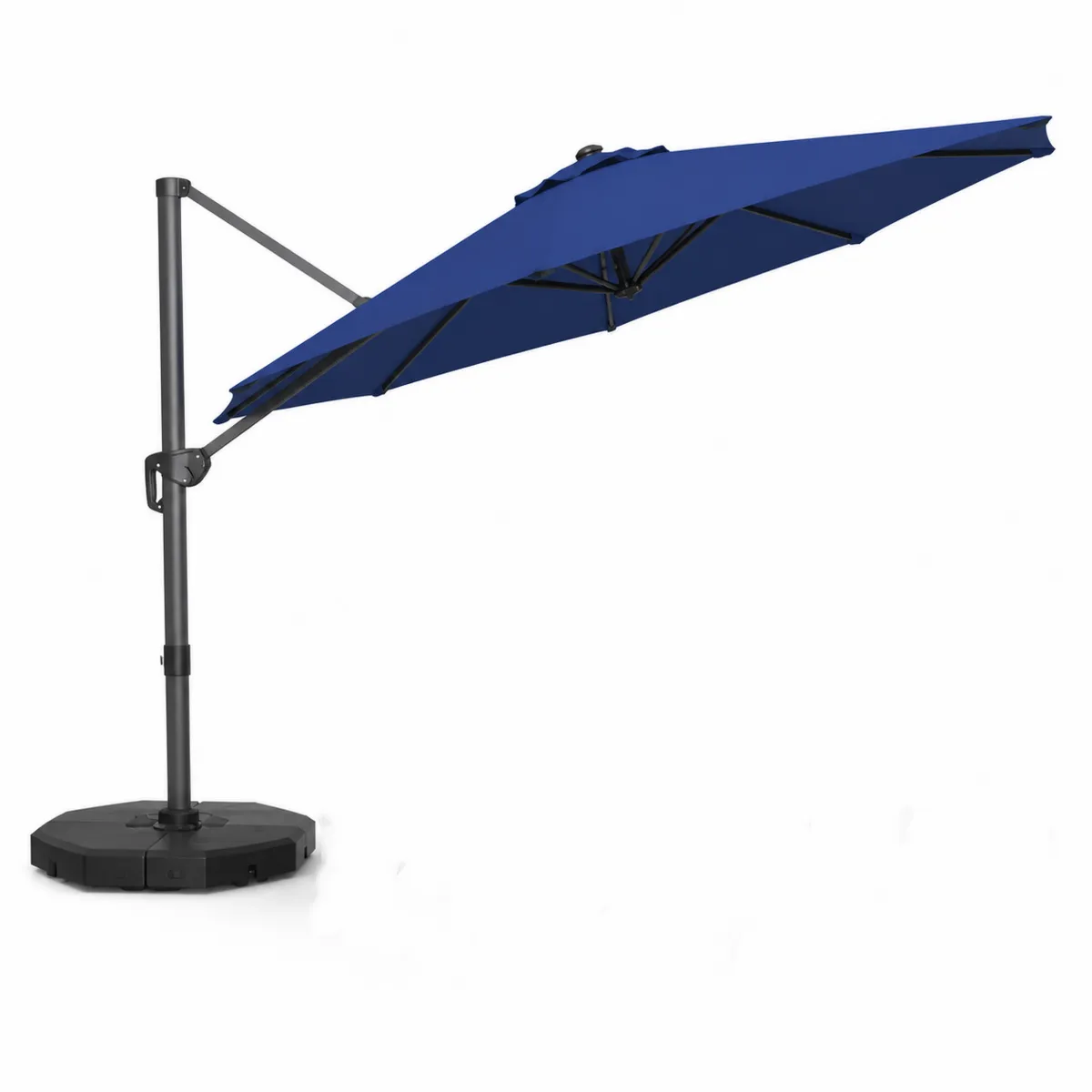 Gartenschirm mit Seitenarm rund 3m Blau Polyester Aluminium-biarayneo