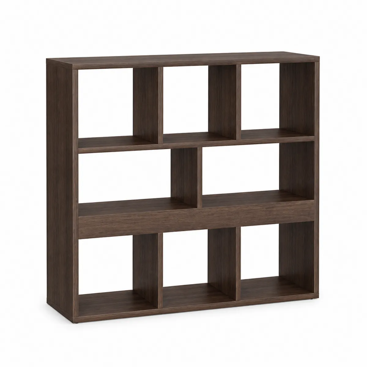 Holz Bücherregal mit 9 Fächern Dunkelbraun 120x100x30 cm-biarayneo