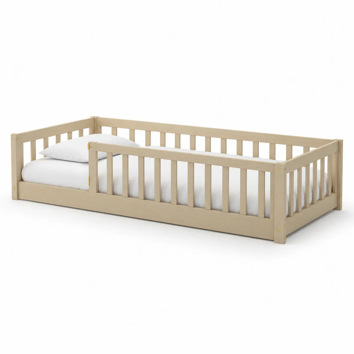 Kinderbett aus Kiefernholz 140x70 cm Beige-biarayneo