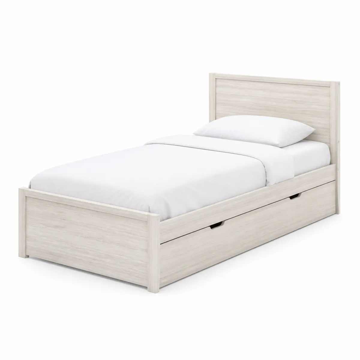 Einzelbett mit Stauraum Schubladen Holz Weiß 200x90 cm-biarayneo