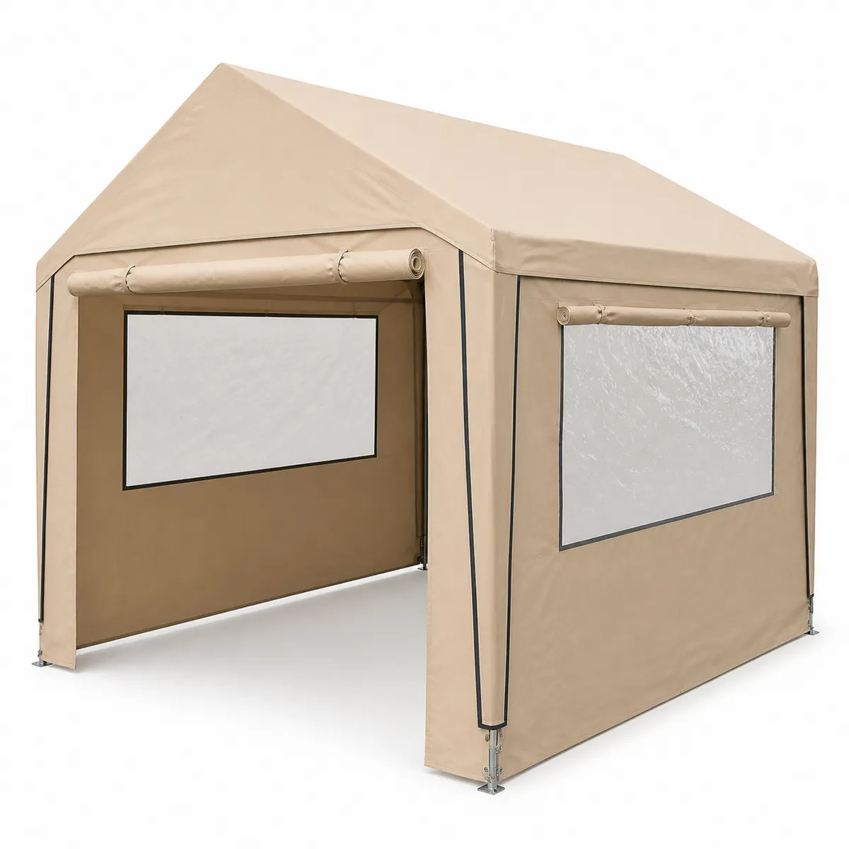 Pavillon Rechteckig Stahlrahmen 300x250x260 cm Beige PVC-beschichtetes Polyester-biarayneo