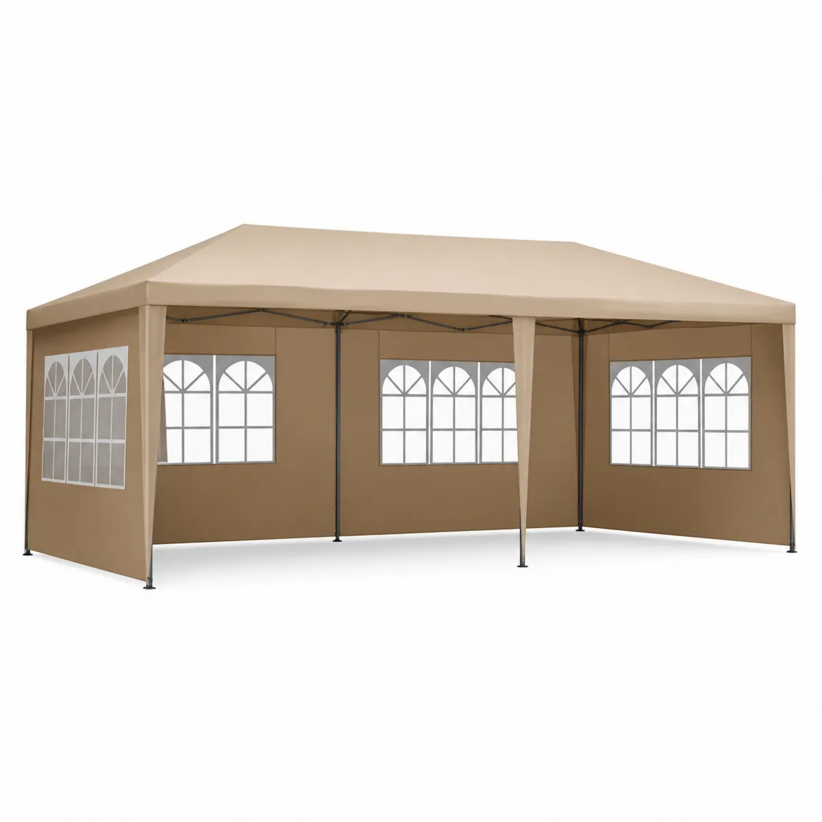 Pavillon 4x3m Beige Polyester Stahlrahmen-biarayneo