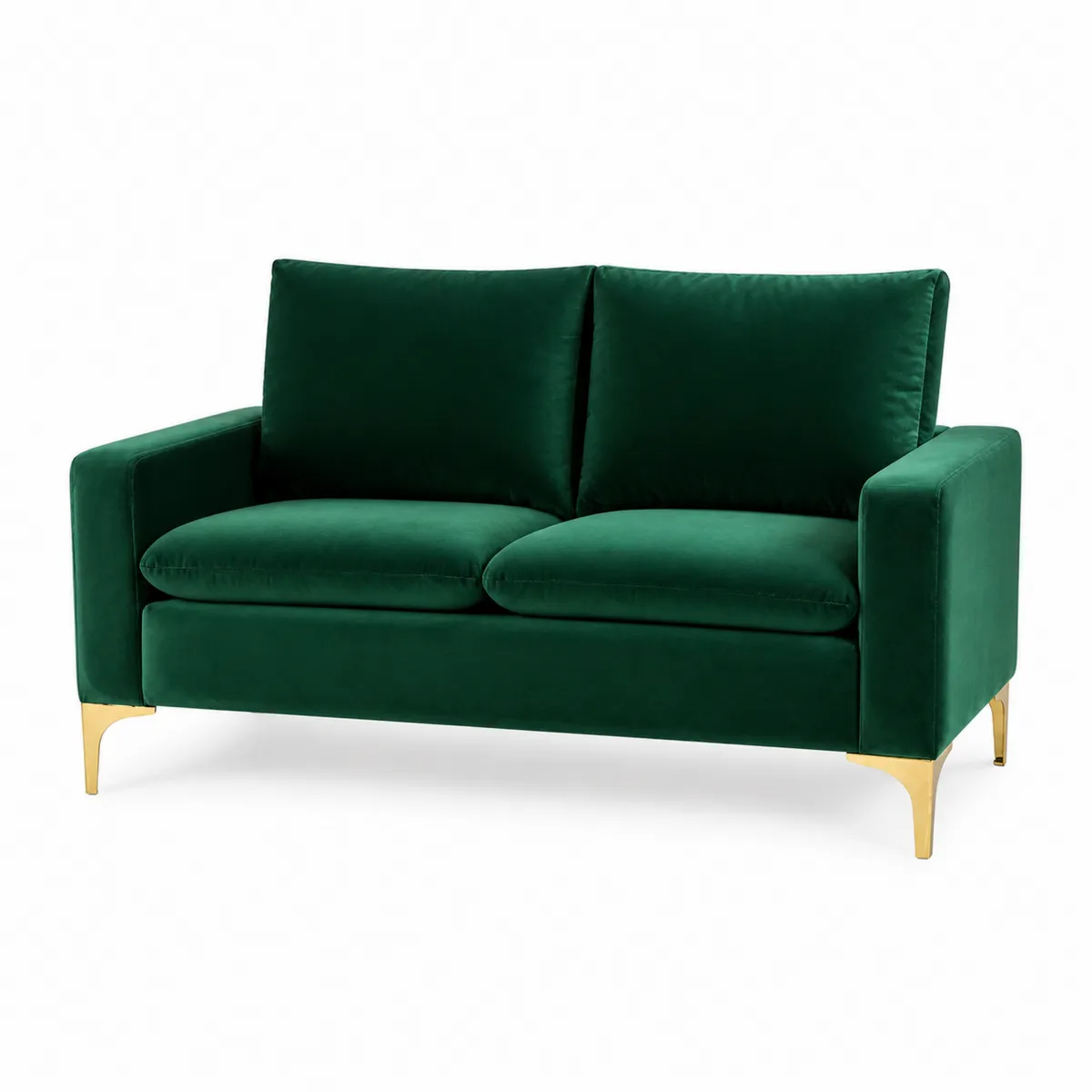 Zweisitzer Sofa Samt Grün mit Metallfüßen-biarayneo
