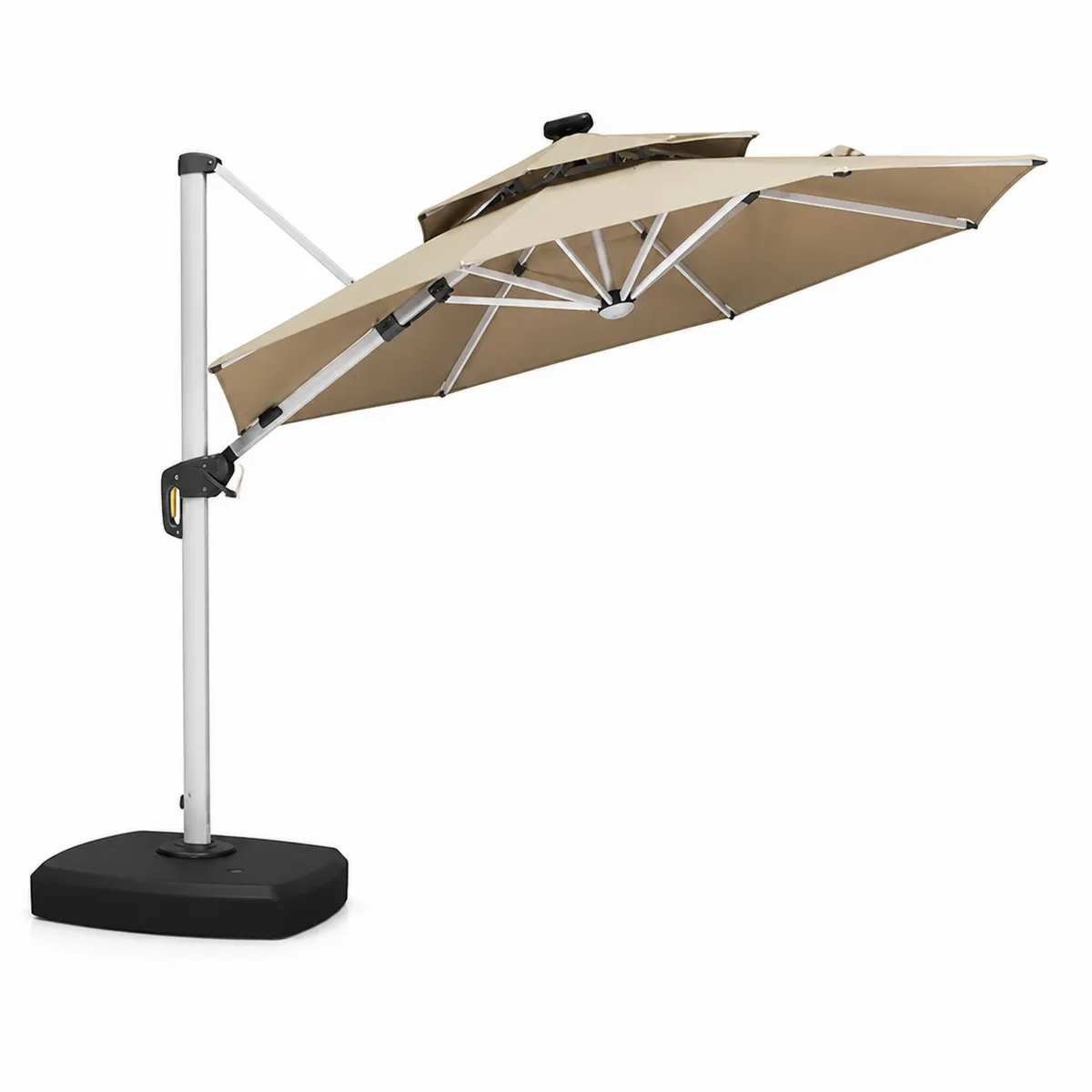 Runder Ampelschirm 300 cm Aluminium Beige Polyester-biarayneo