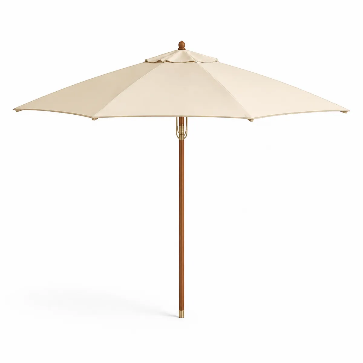 Runder Terrassenschirm 3m Holz Beige Polyester-biarayneo