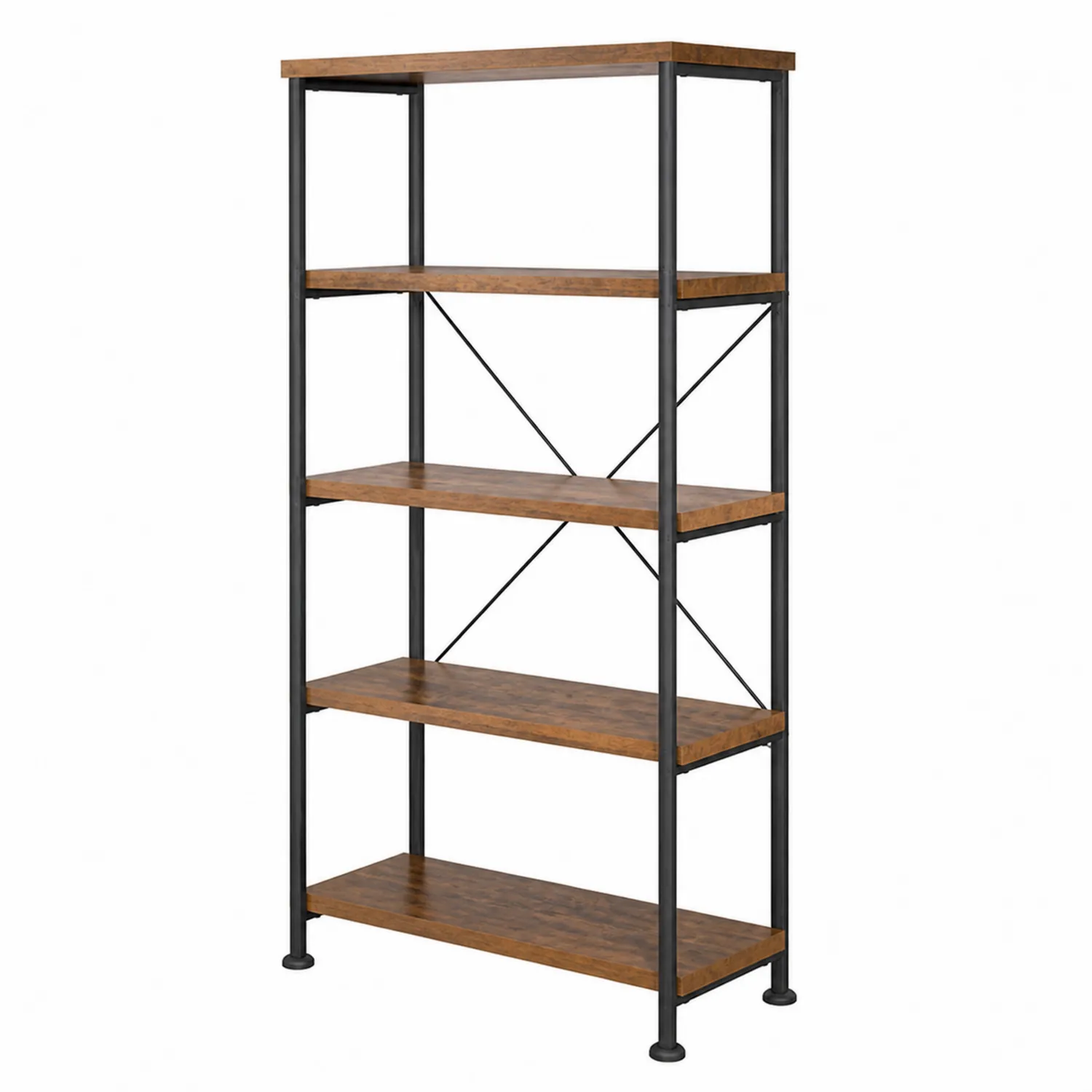 Scaffale in Legno Composito e Metallo con 5 Ripiani