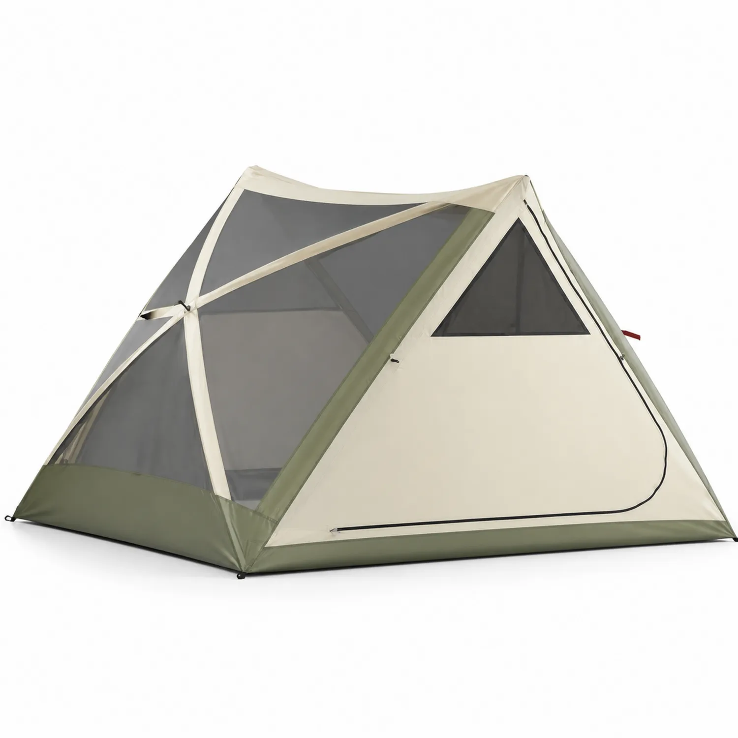 Tenda da Campeggio per 4 Persone in Poliestere Verde/Kaki