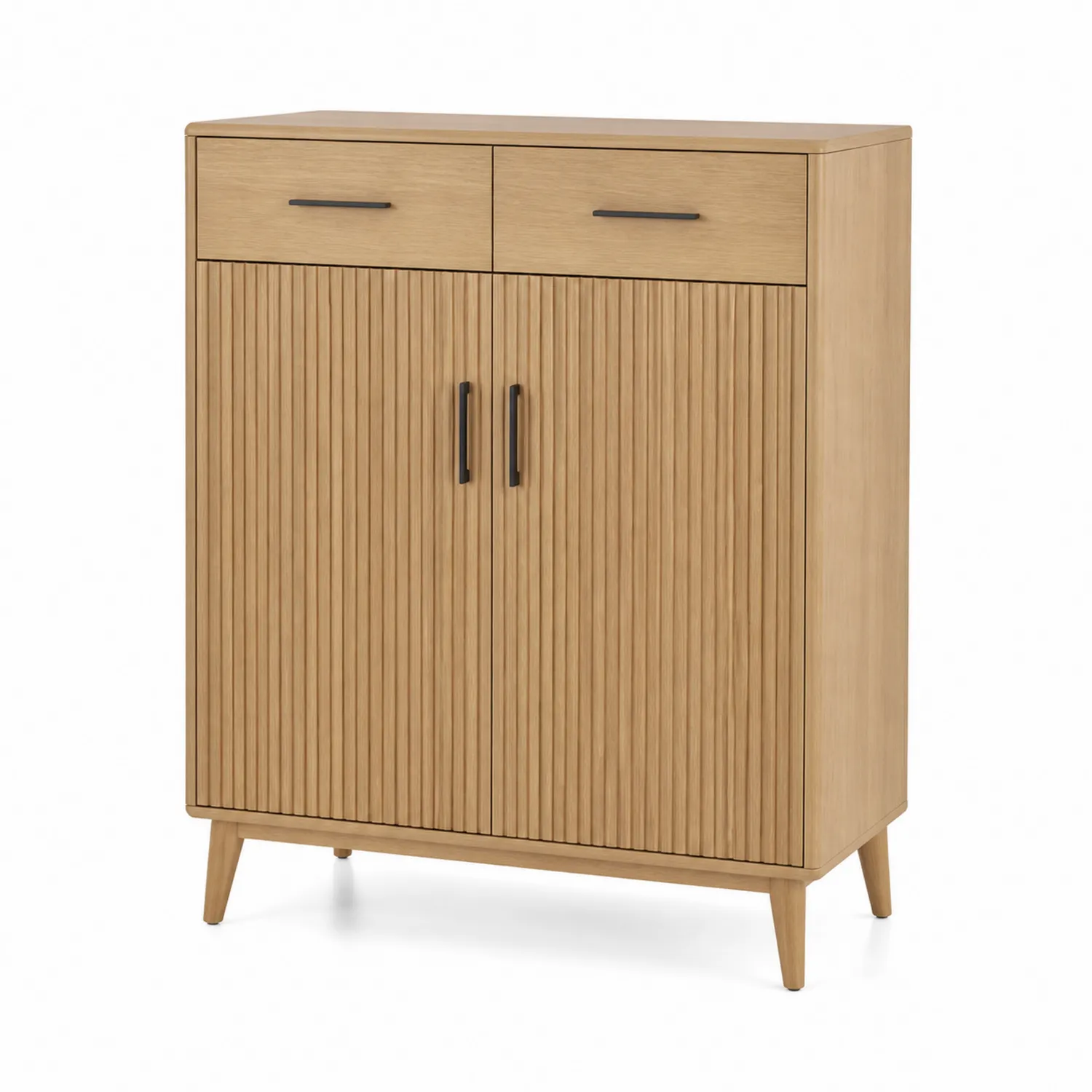 Credenza Alta con Cassetti e Ante in Legno di Quercia