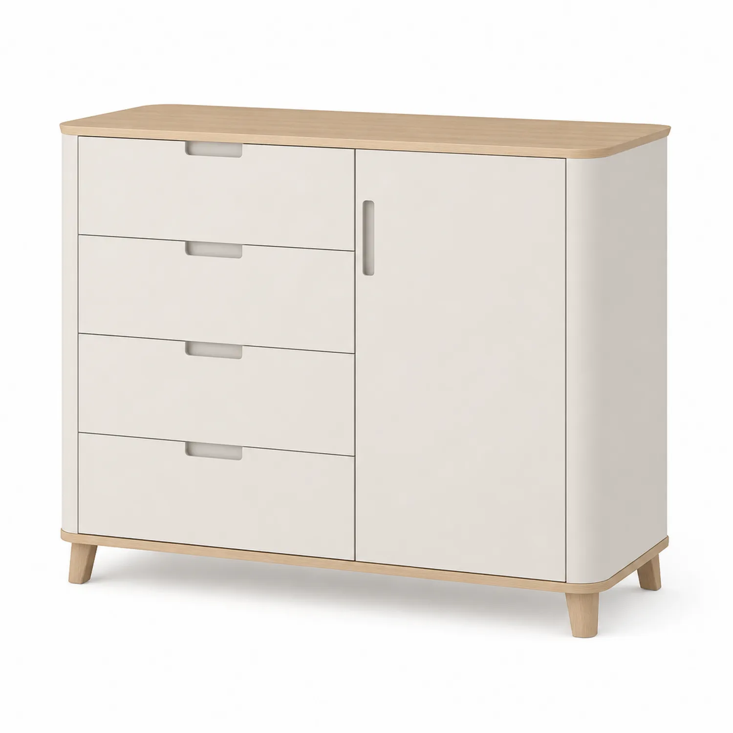 Cassettiera e Armadietto in MDF Bianco e Rovere