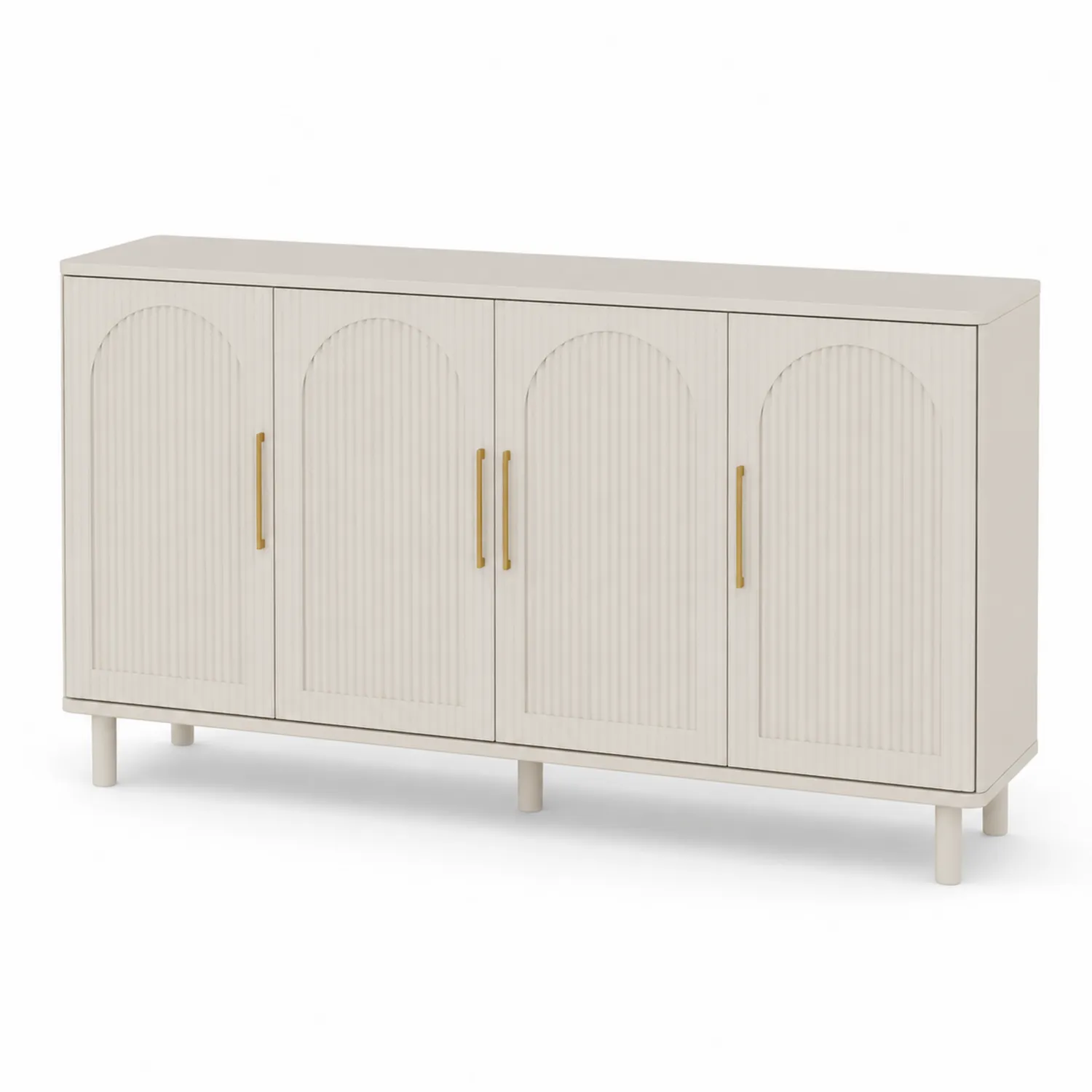 Credenza a 4 Ante in Legno MDF con Maniglie in Metallo