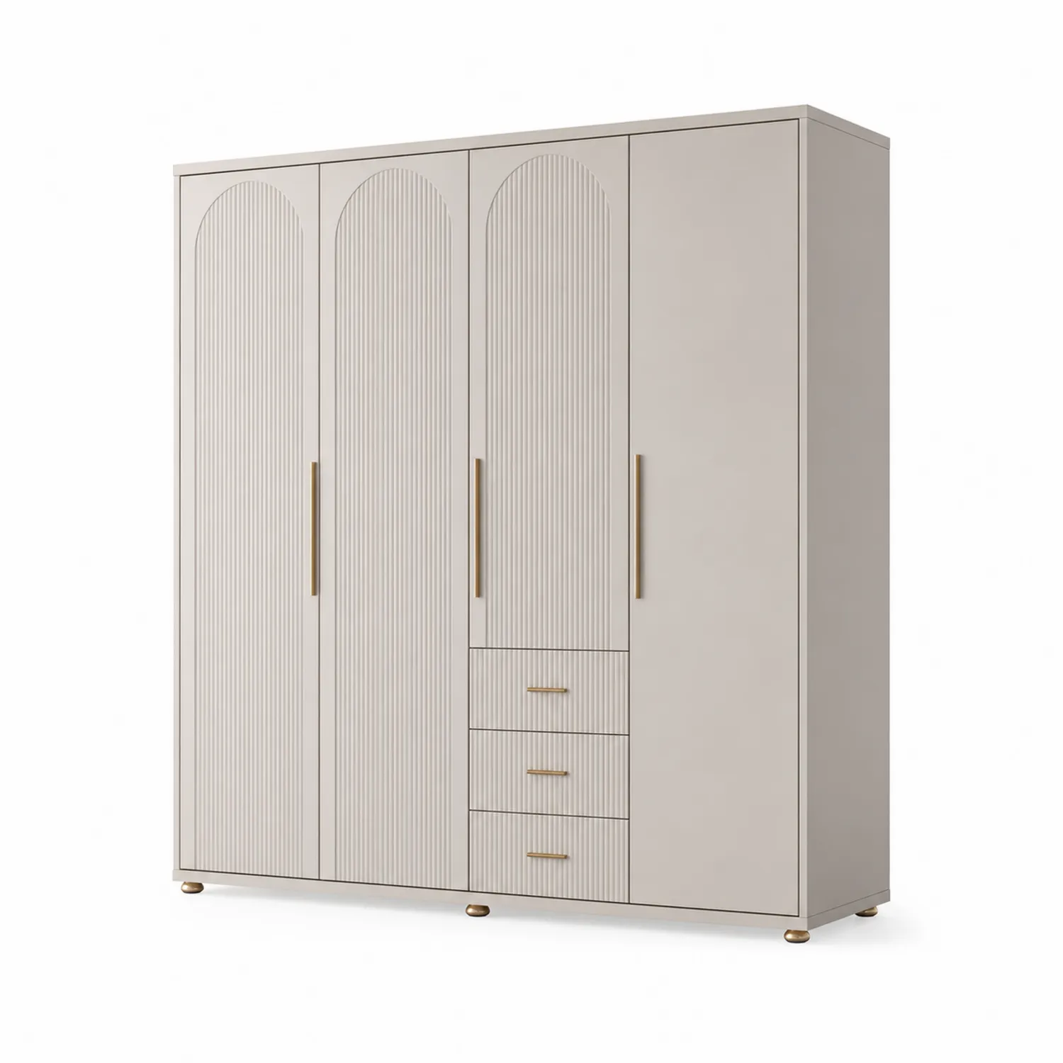 Armadio guardaroba 4 ante con cassetti in MDF Bianco 200x60x240 cm