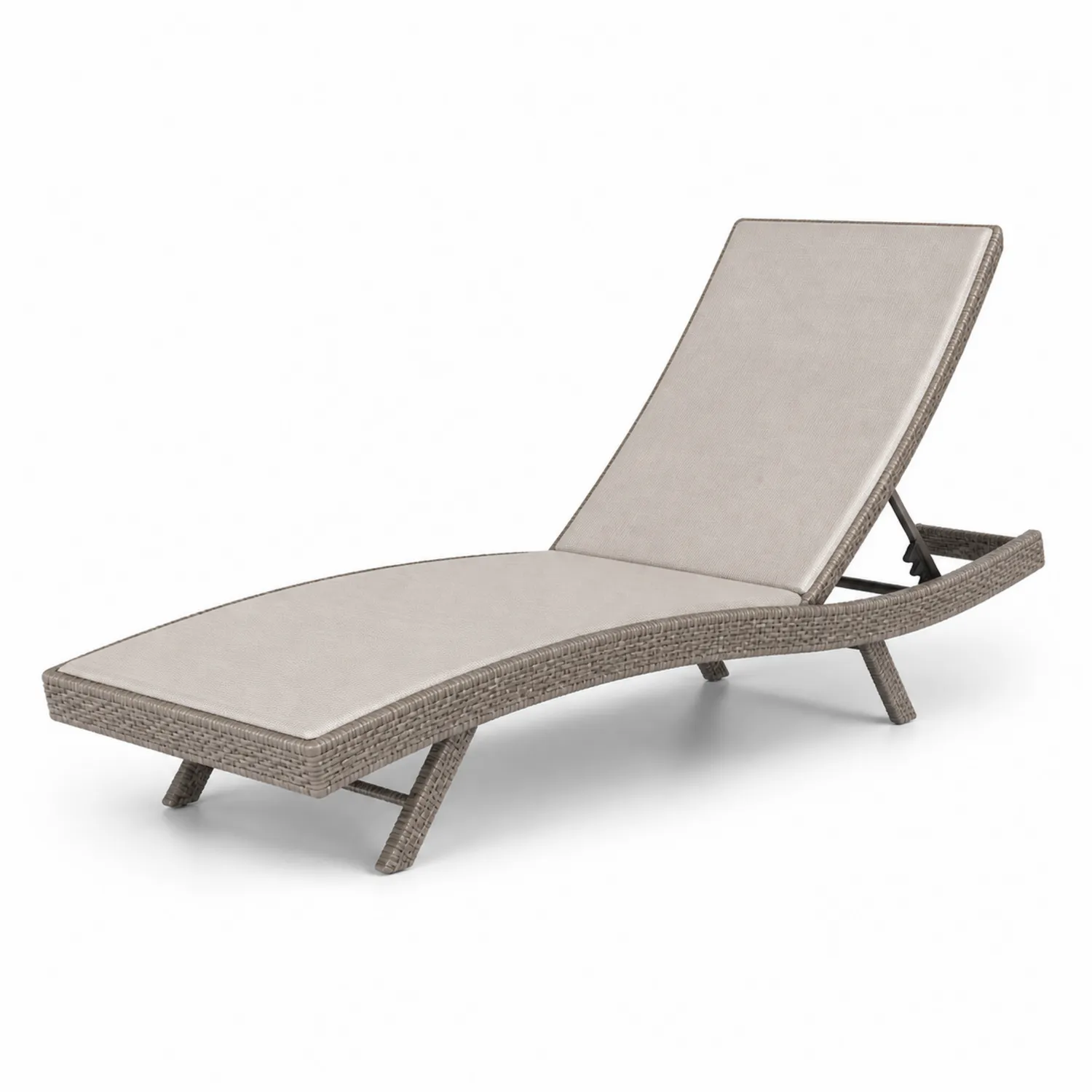 Sdraio in Rattan Sintetico e Cuscini in Poliestere Beige